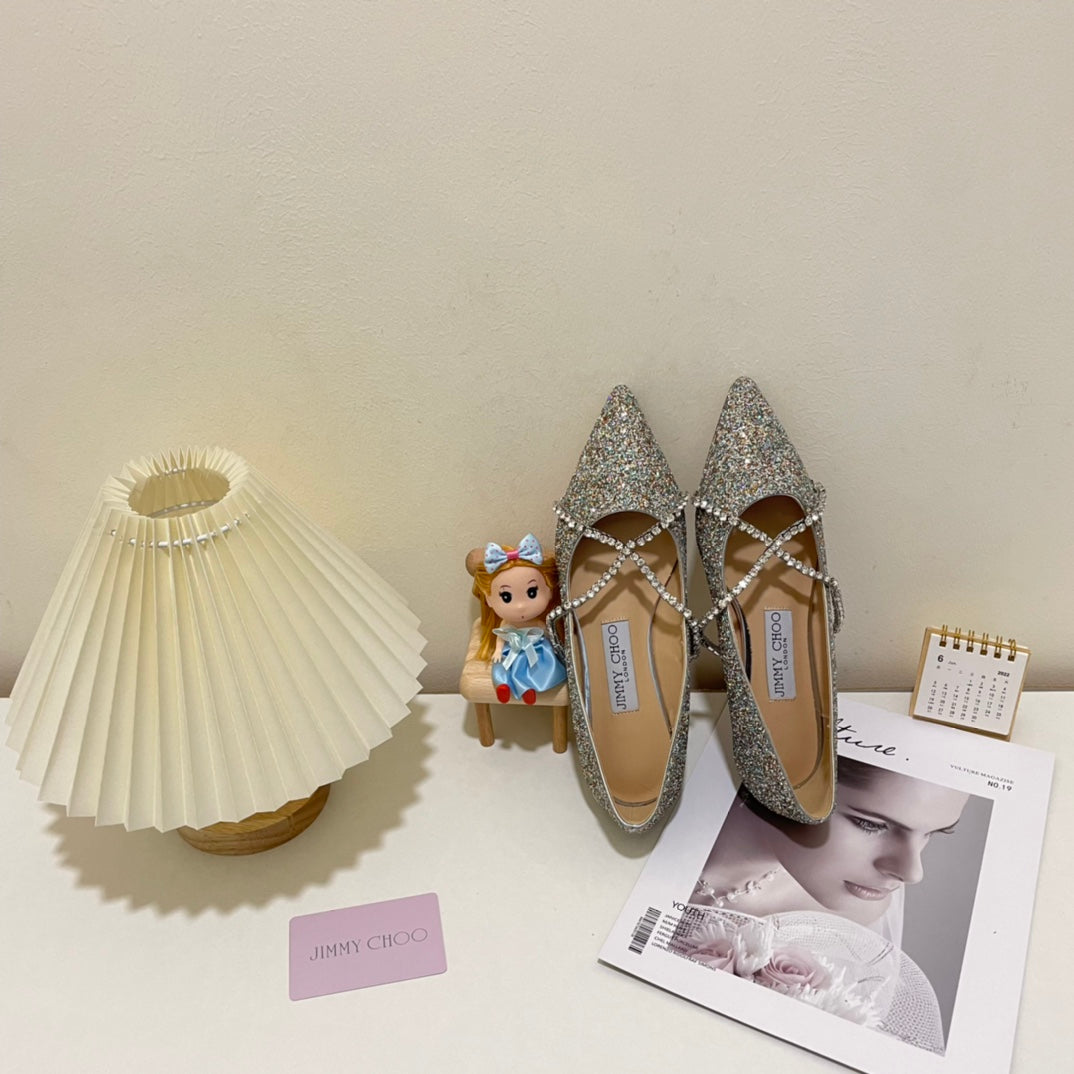 JC rhinestone chain crystal shoes