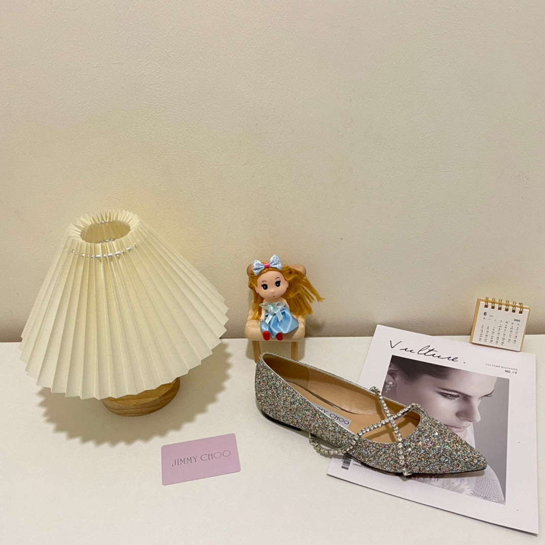 JC rhinestone chain crystal shoes