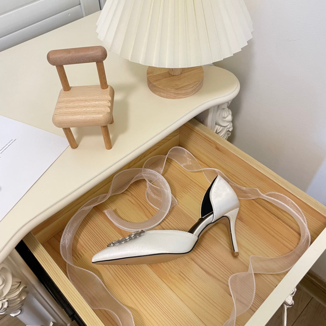 JC new rhinestone hollow shoes high heels