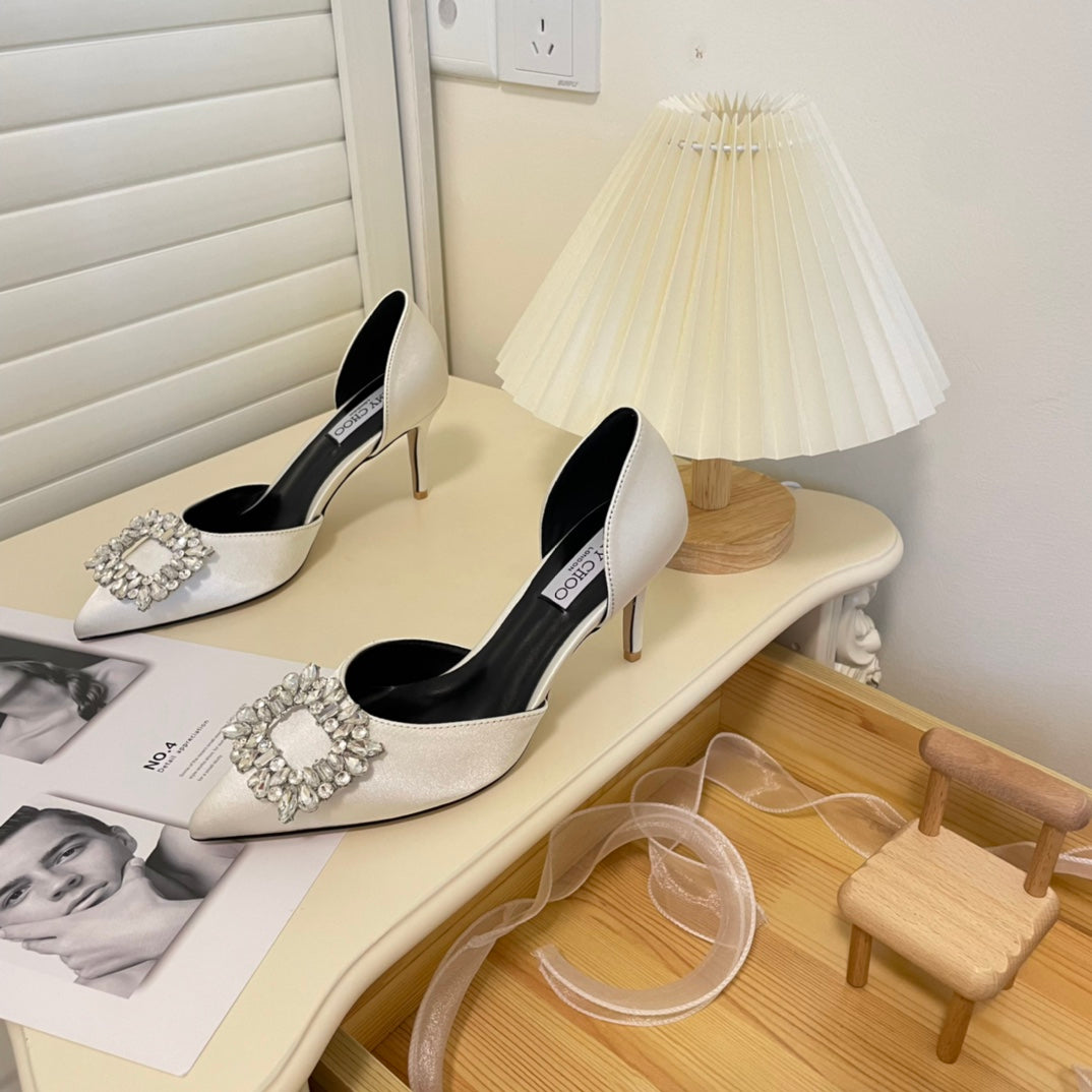 JC new rhinestone hollow shoes high heels