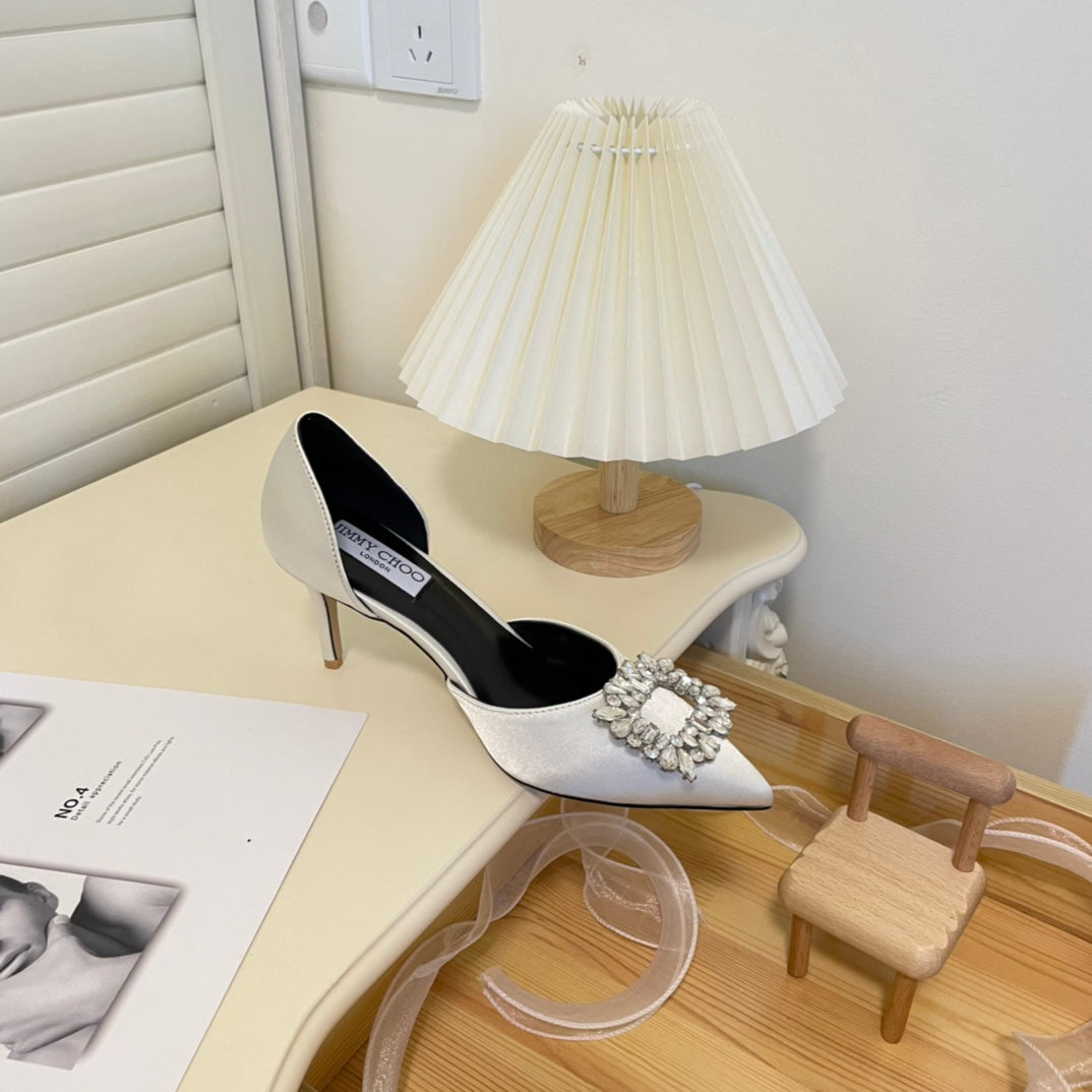 JC new rhinestone hollow shoes high heels