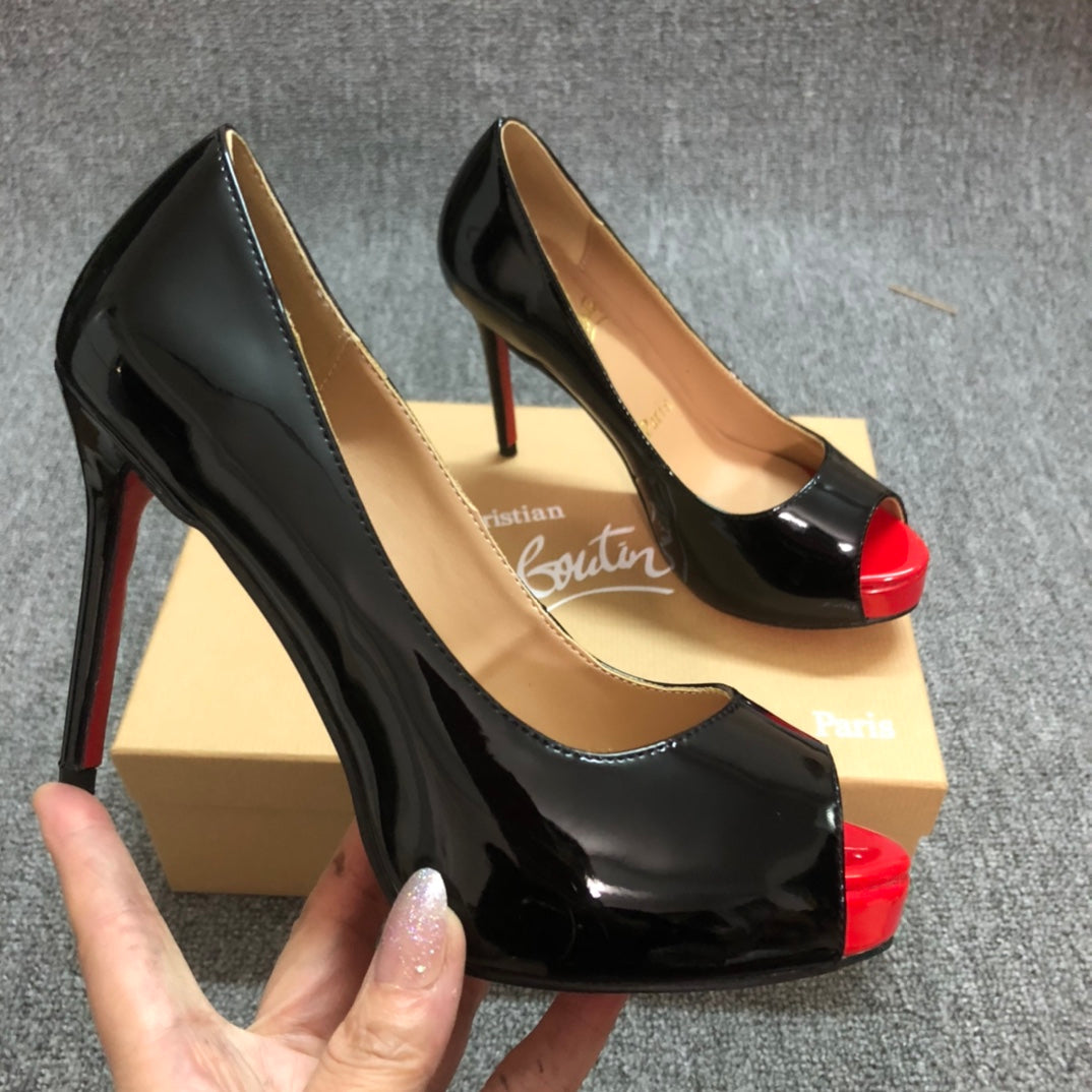 Loubouti* new fish mouth red sole high heels