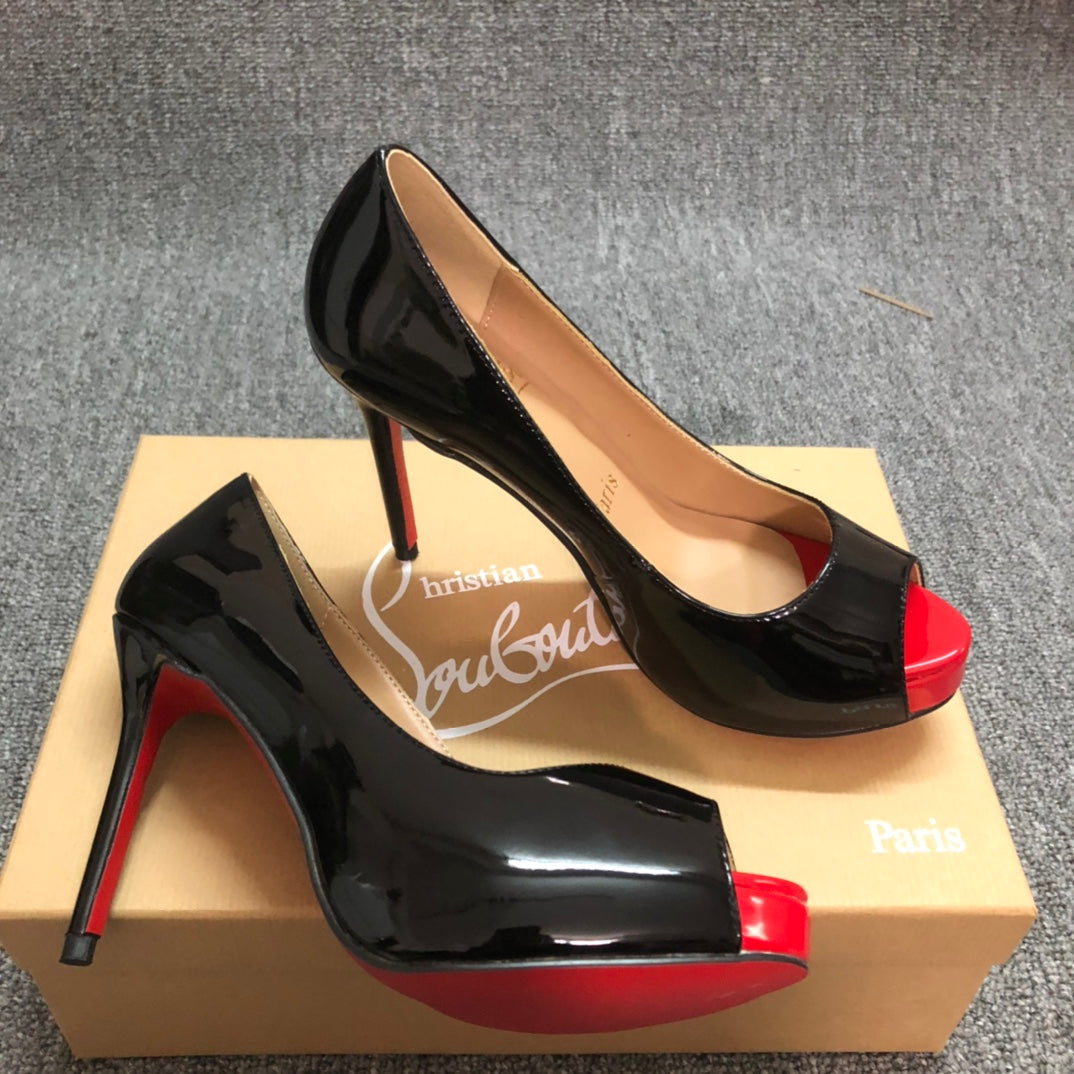 Loubouti* new fish mouth red sole high heels