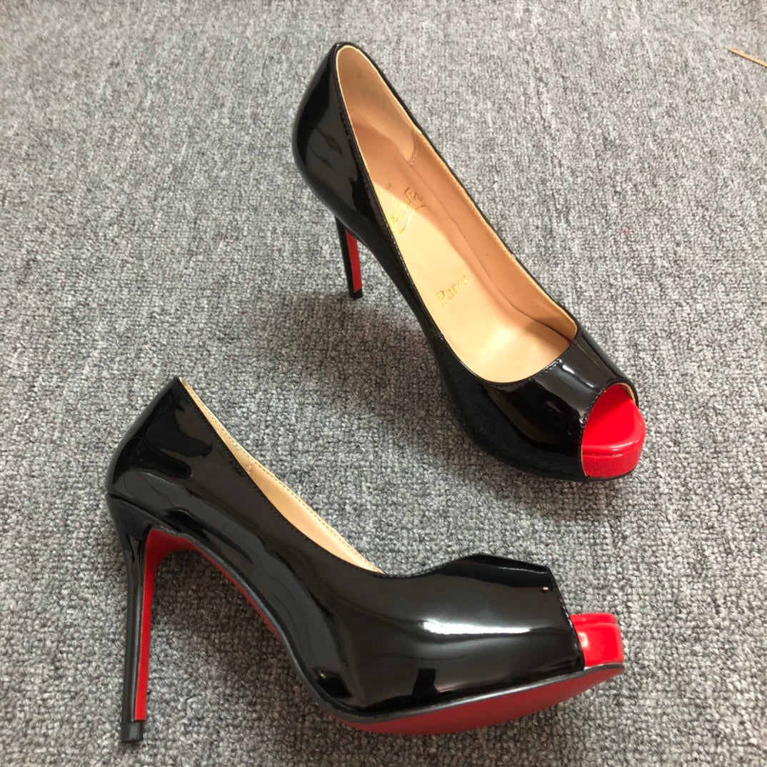 Loubouti* new fish mouth red sole high heels