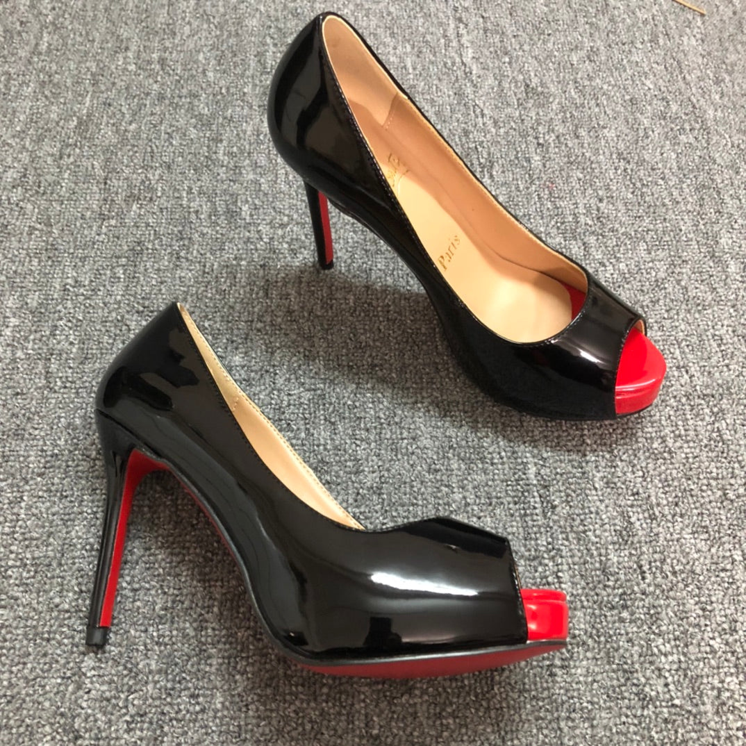 Loubouti* new fish mouth red sole high heels