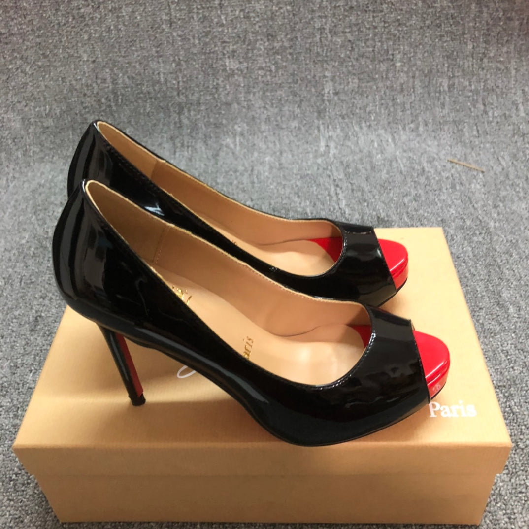 Loubouti* new fish mouth red sole high heels