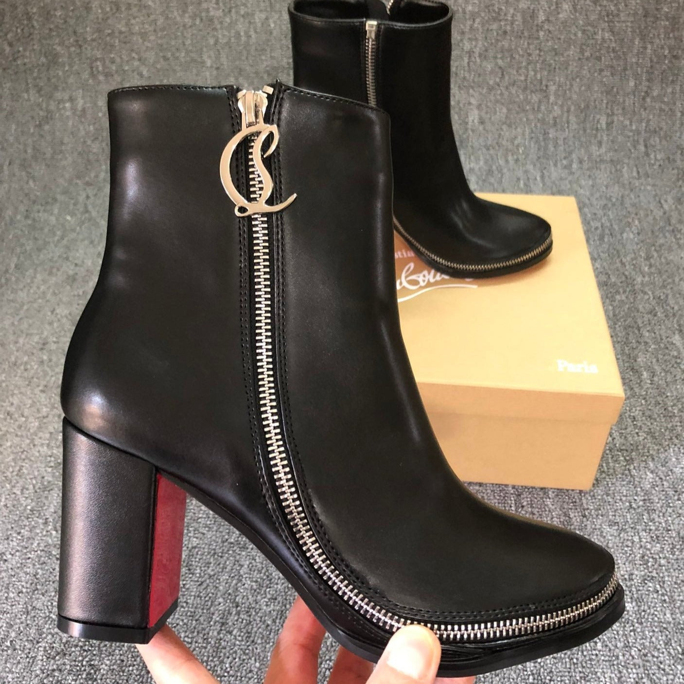 Loubouti* new 1: 1 VIP red-soled autumn and winter short boots
