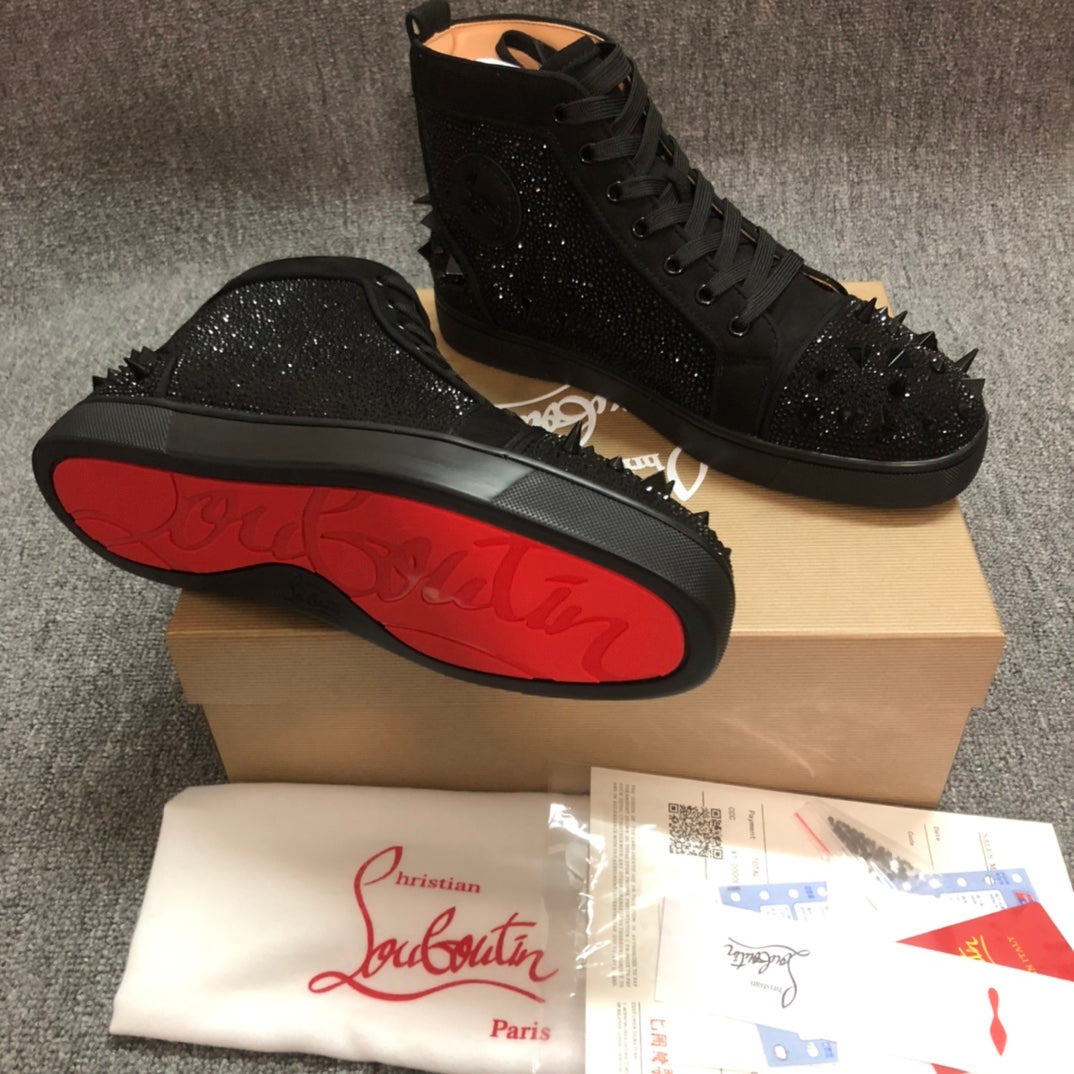 LOUBOUTI* NEW 1・・  VIP  RHINESTONE RED SOLE SHOES WITH RIVETS
