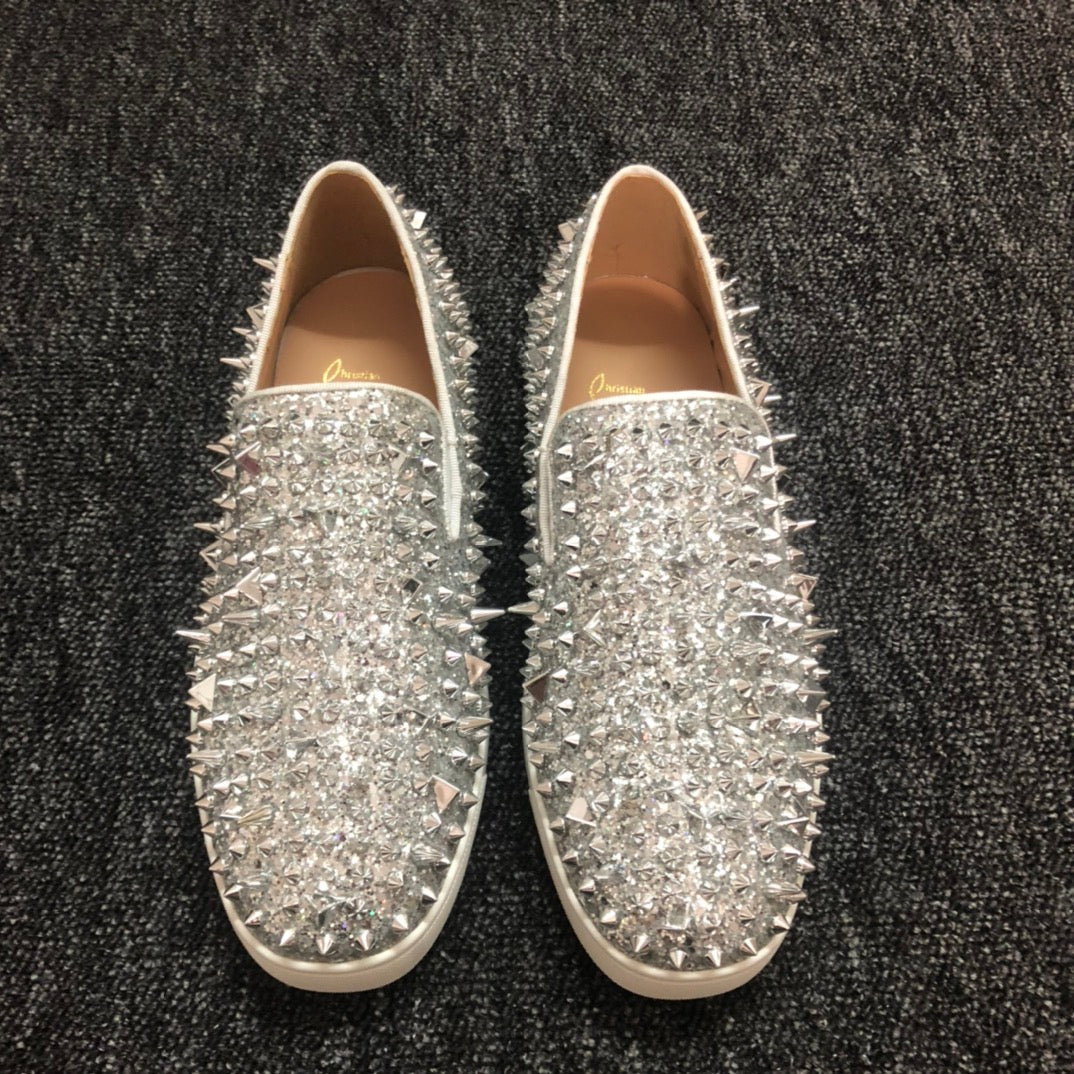 Loubouti* new red sole sneakers silver