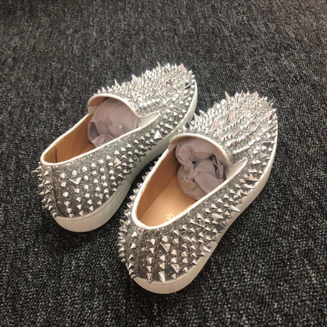 Loubouti* new red sole sneakers silver