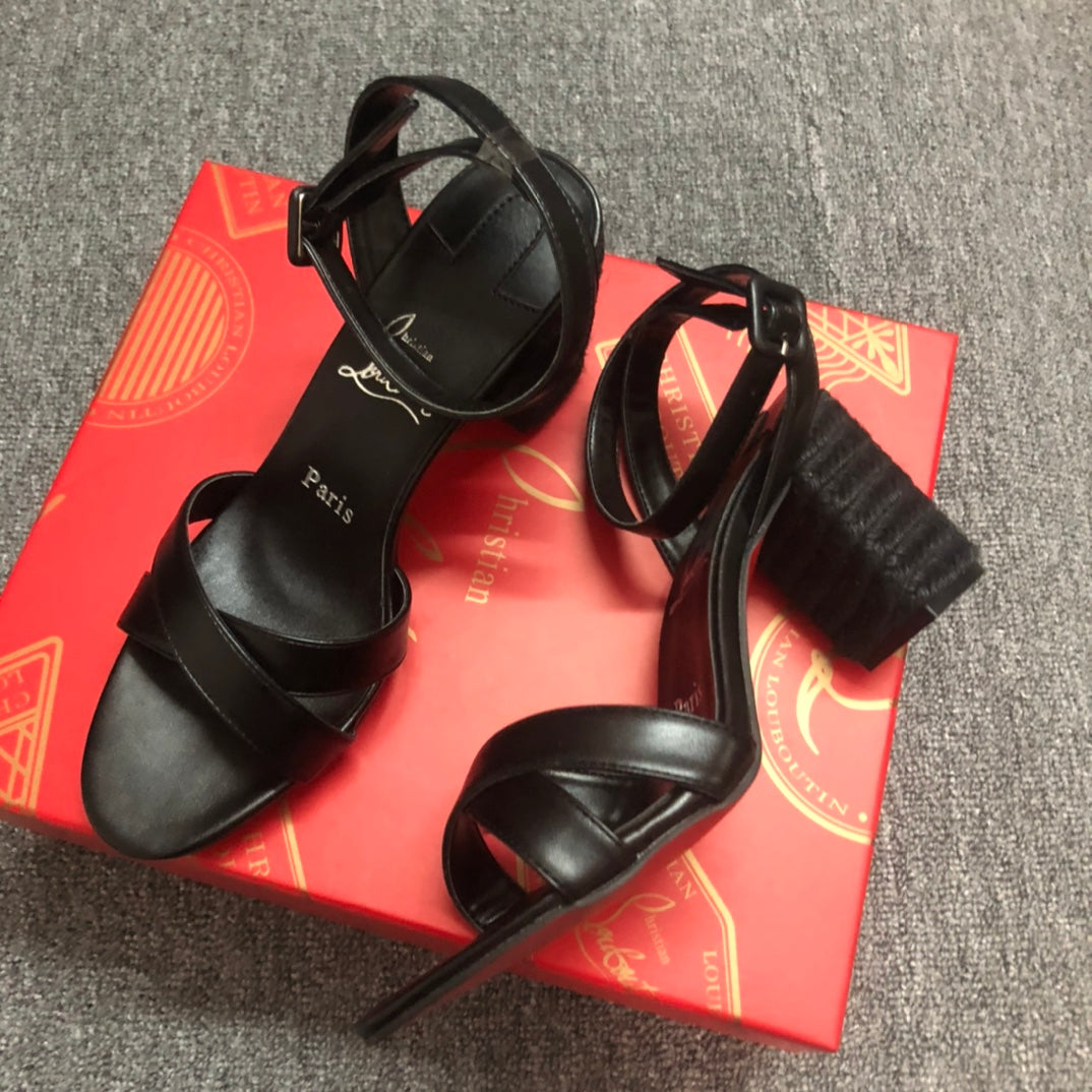 Christia* Loubouti* new hemp rope thick heel sandals