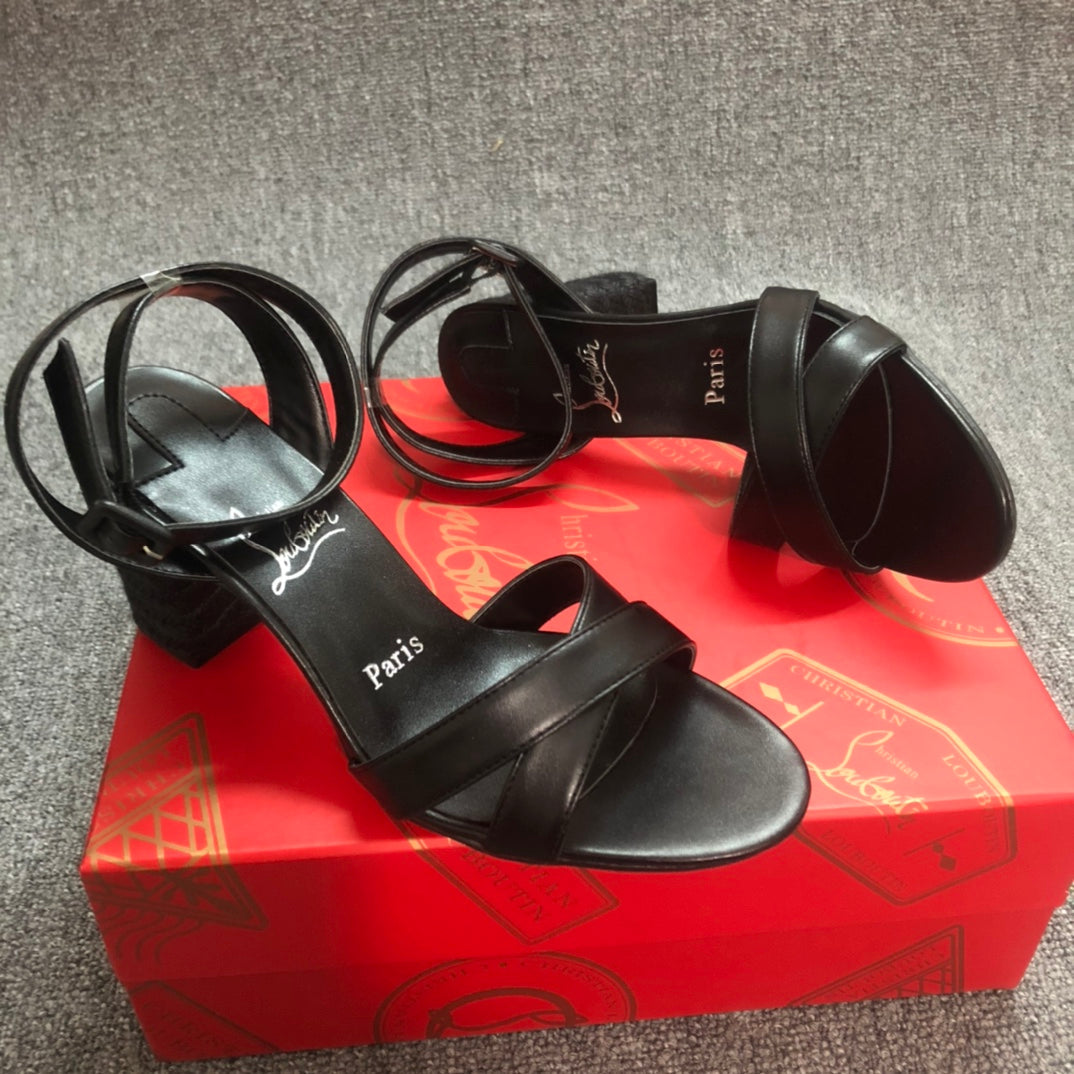 Christia* Loubouti* new hemp rope thick heel sandals