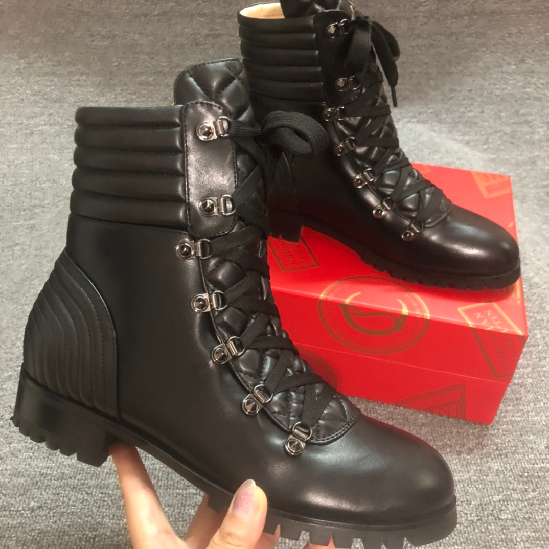 Loubouti* New Red Sole Shoes Round Toe Women's Short Boots