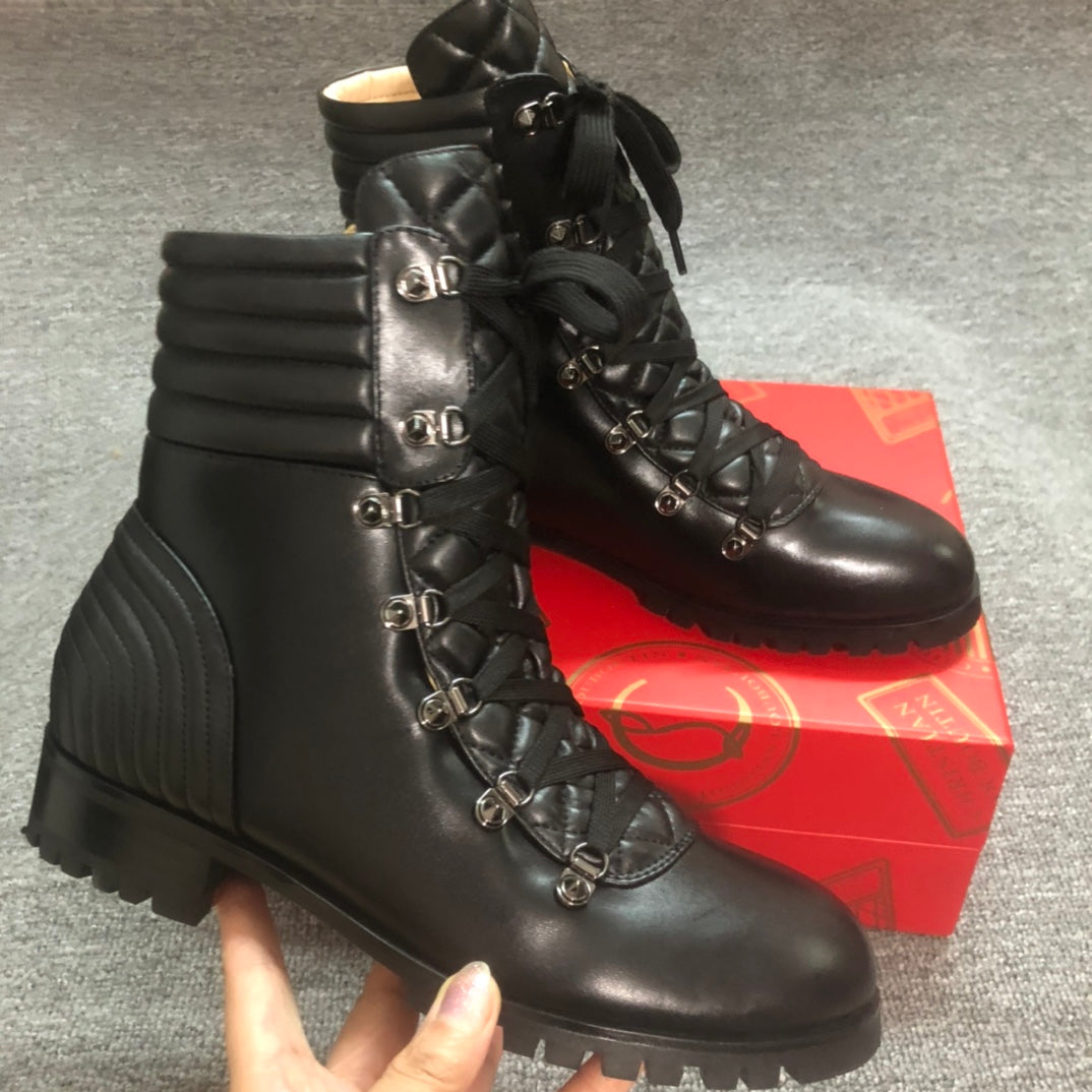 Loubouti* New Red Sole Shoes Round Toe Women's Short Boots