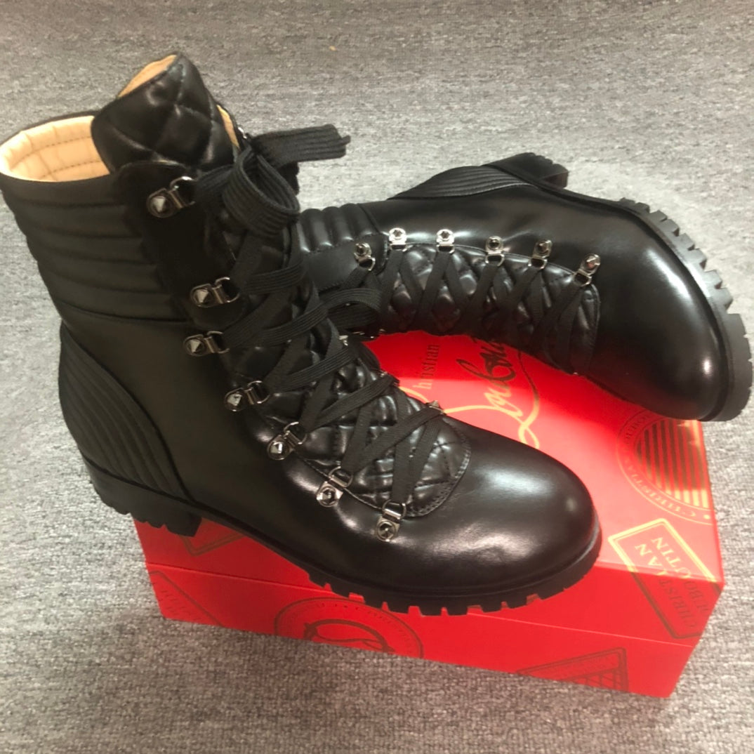 Loubouti* New Red Sole Shoes Round Toe Women's Short Boots