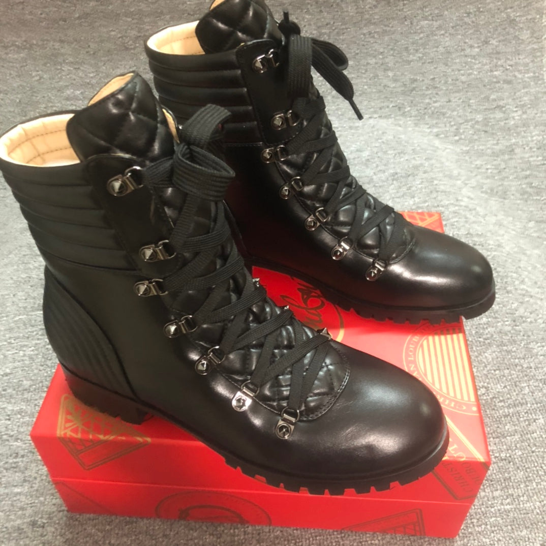 Loubouti* New Red Sole Shoes Round Toe Women's Short Boots