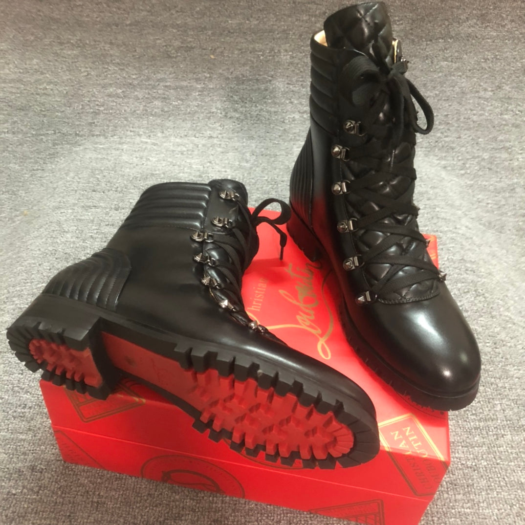 Loubouti* New Red Sole Shoes Round Toe Women's Short Boots