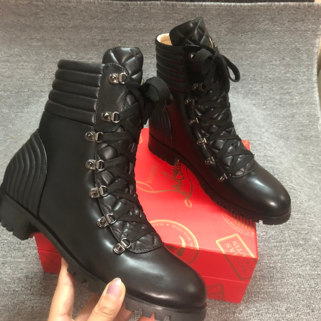 Loubouti* New Red Sole Shoes Round Toe Women's Short Boots