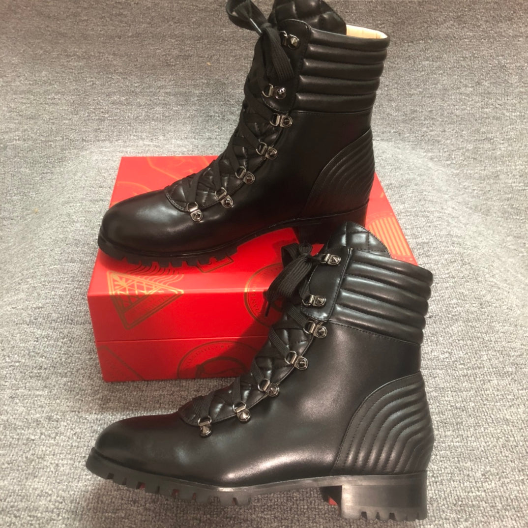 Loubouti* New Red Sole Shoes Round Toe Women's Short Boots