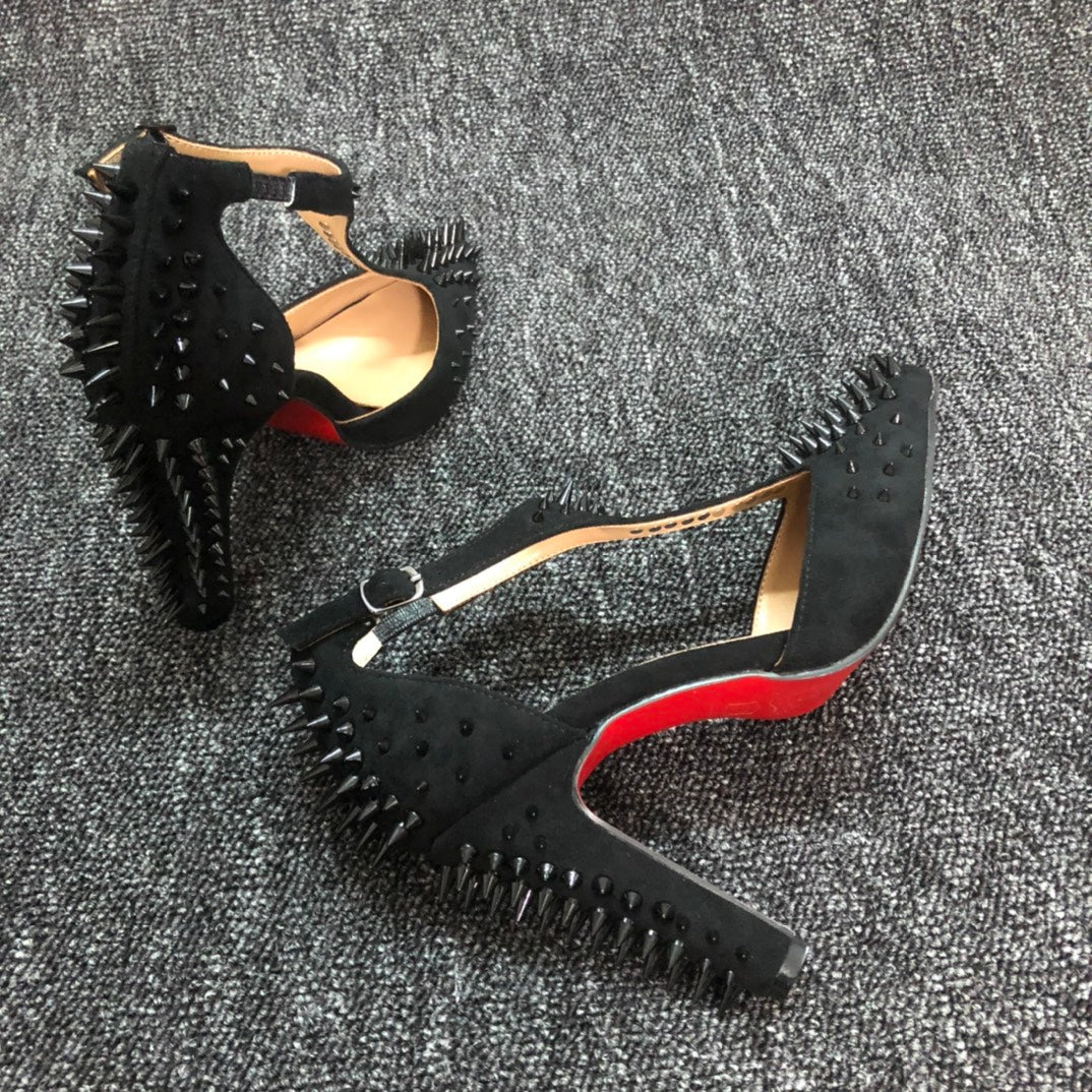 Loubouti* new 1: 1 VIP rivet red sole high heels