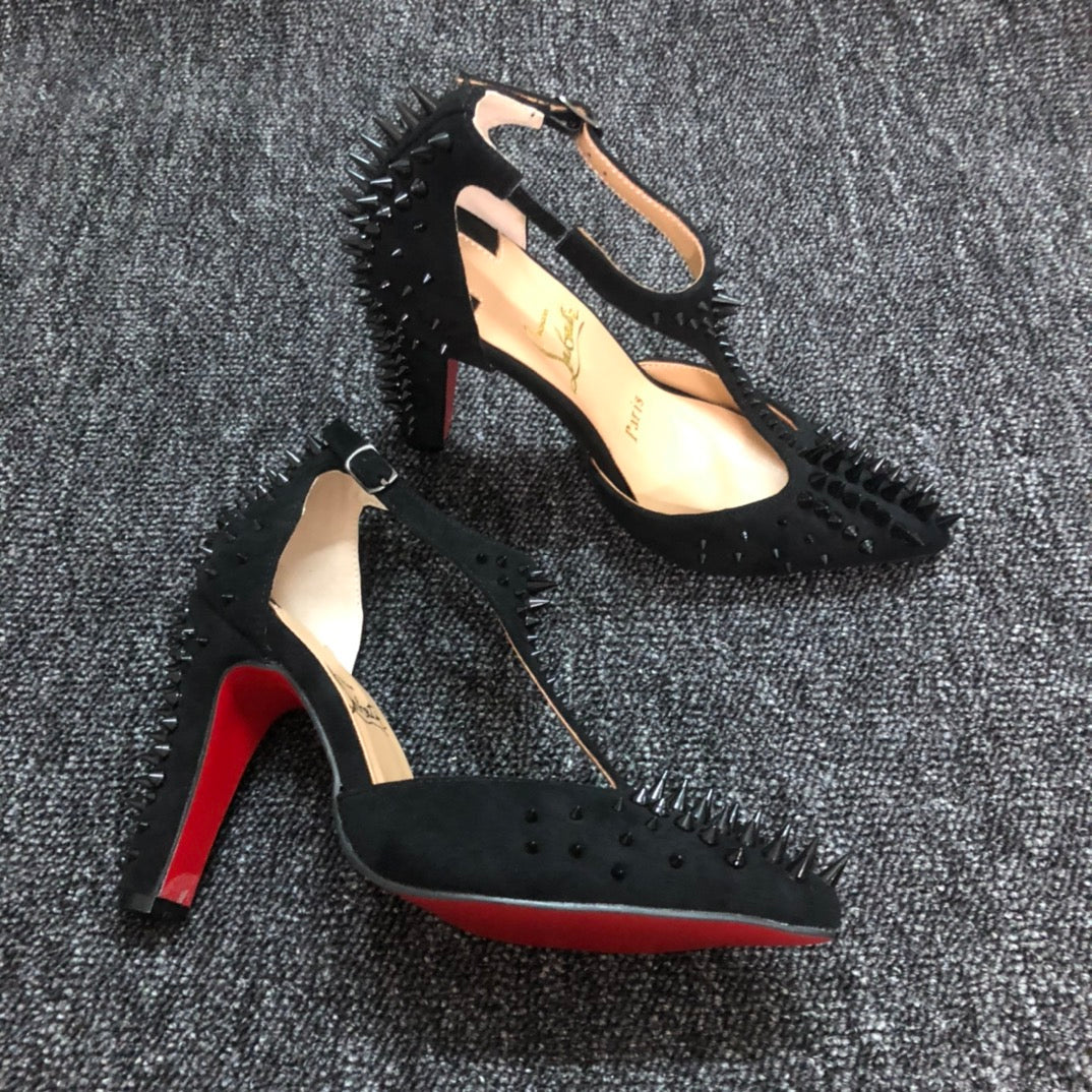 Loubouti* new 1: 1 VIP rivet red sole high heels