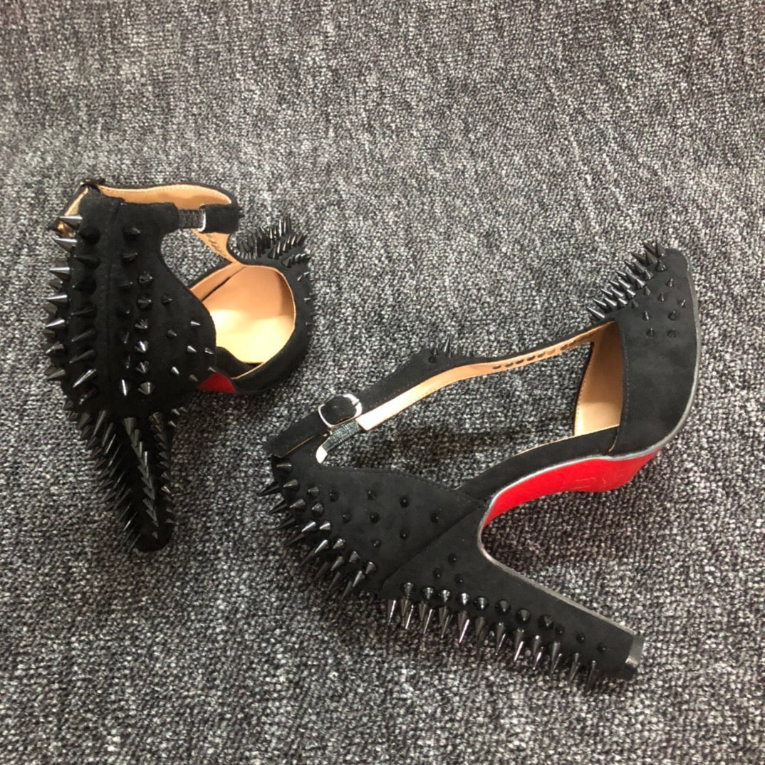 Loubouti* new 1: 1 VIP rivet red sole high heels
