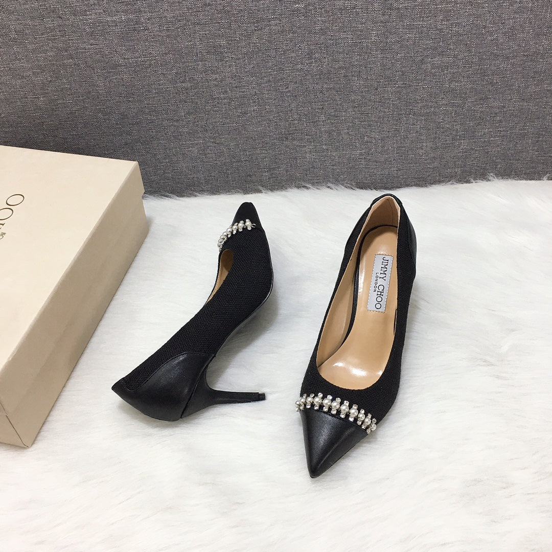 Jimmy Cho* new toe box with unique pearl + diamond, multiple colors to choose from