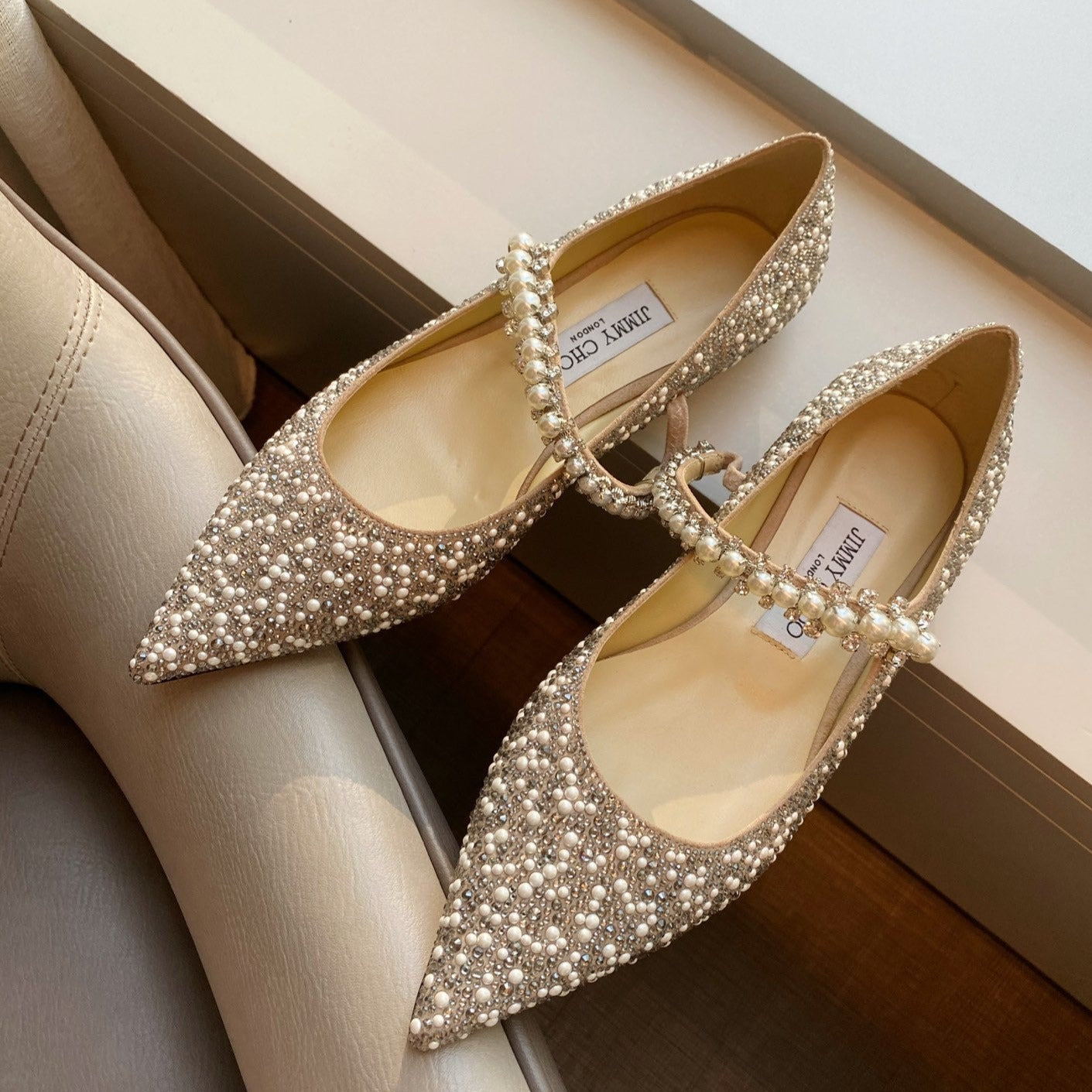 Jimmy Cho* new pearl crystal shoes