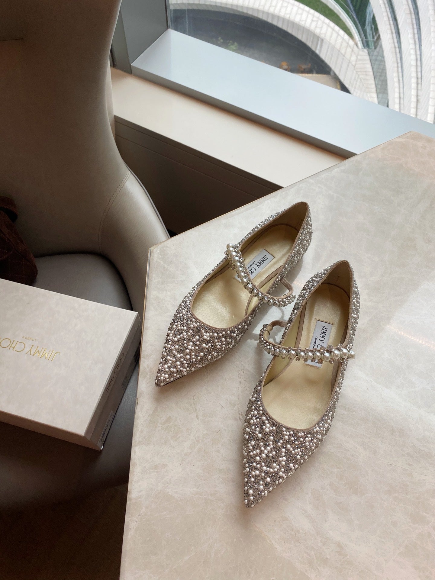 Jimmy Cho* new pearl crystal shoes