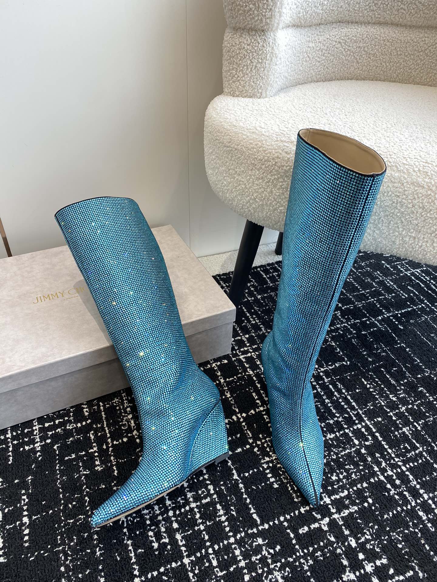 Jimmy Cho* new1: 1 VIP top quality diamond-encrusted boots for autumn and winter