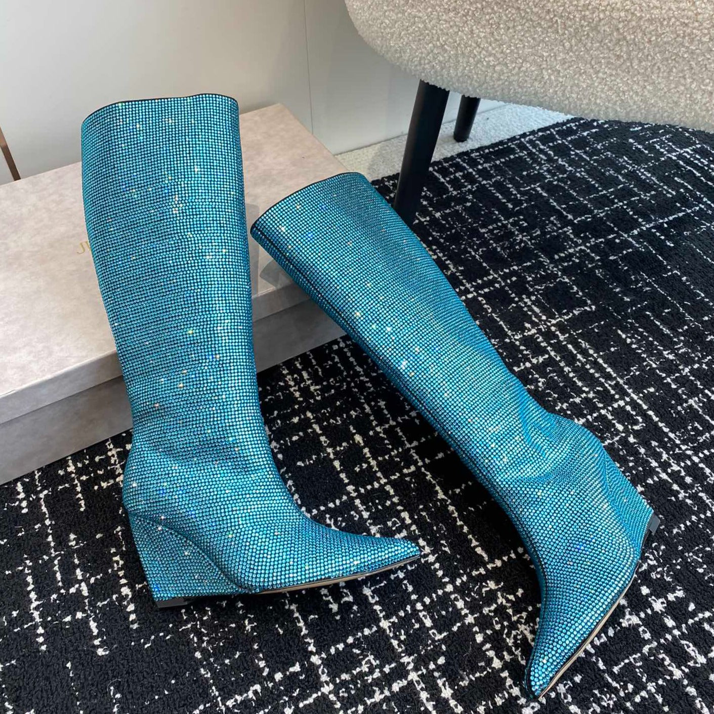 Jimmy Cho* new1: 1 VIP top quality diamond-encrusted boots for autumn and winter