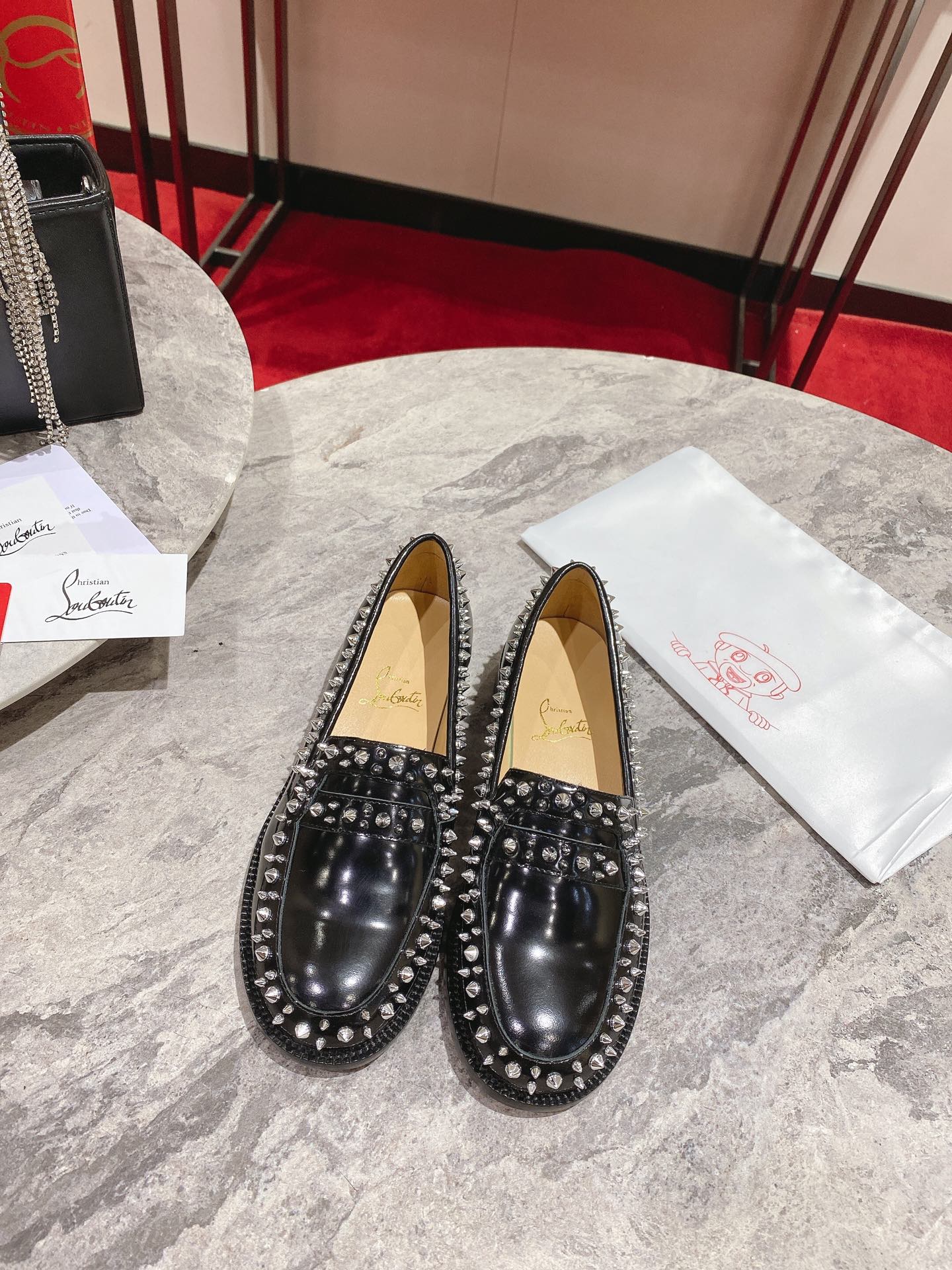 Christ* Louboutin* 1: 1 VIP new rivet design loafers