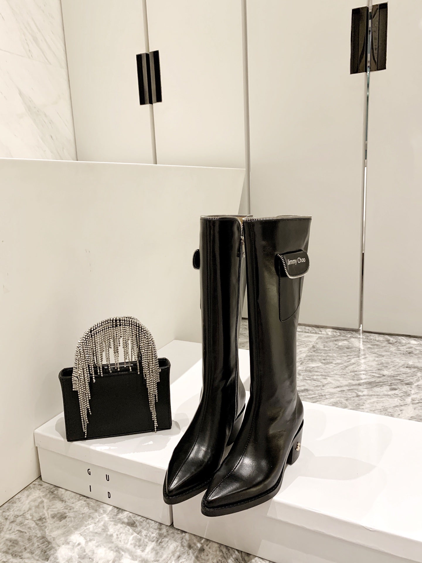 Jimmy Cho* new  1: 1 VIPfashionable autumn and winter zipper pocket boots