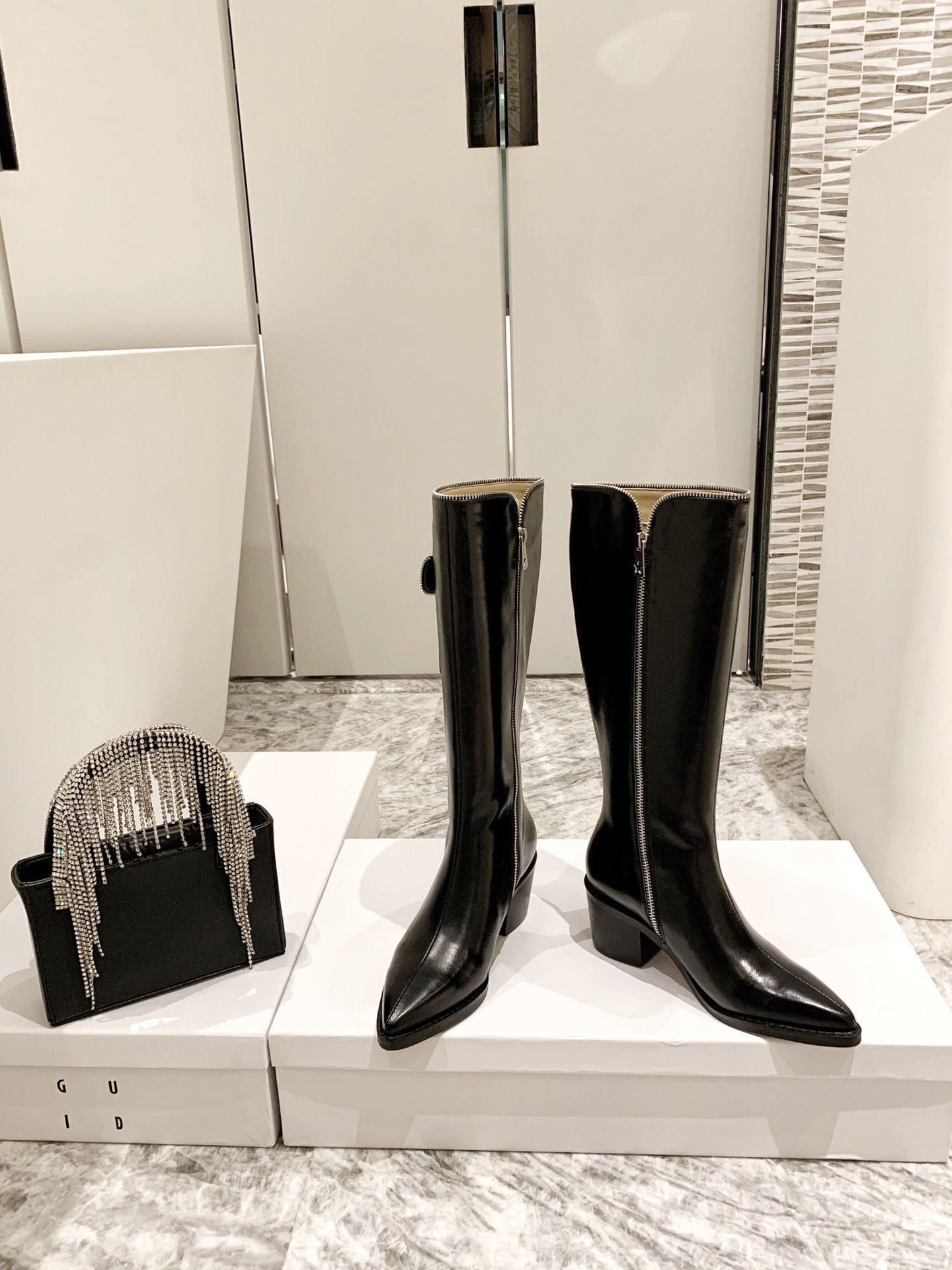 Jimmy Cho* new  1: 1 VIPfashionable autumn and winter zipper pocket boots