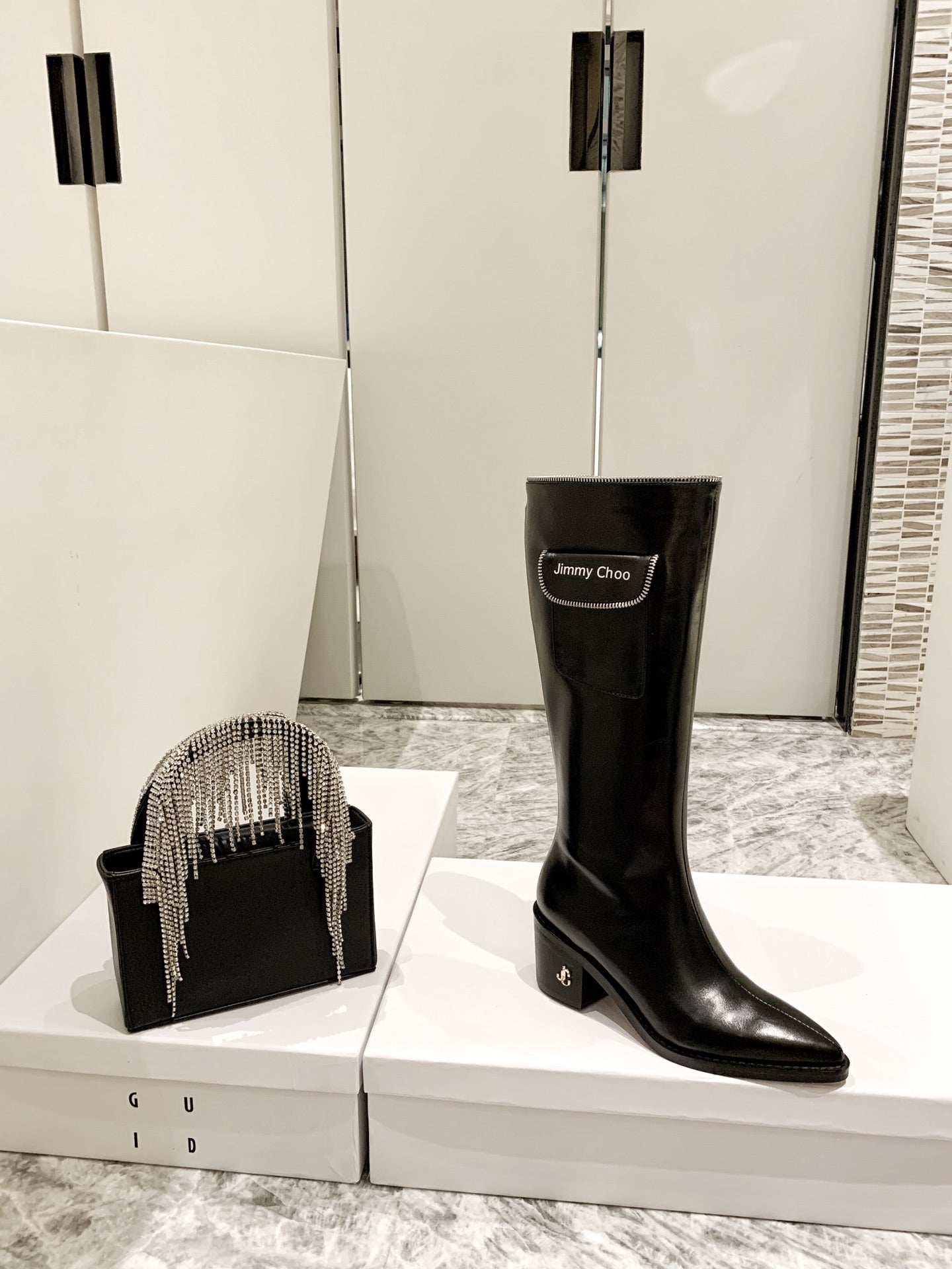 Jimmy Cho* new  1: 1 VIPfashionable autumn and winter zipper pocket boots
