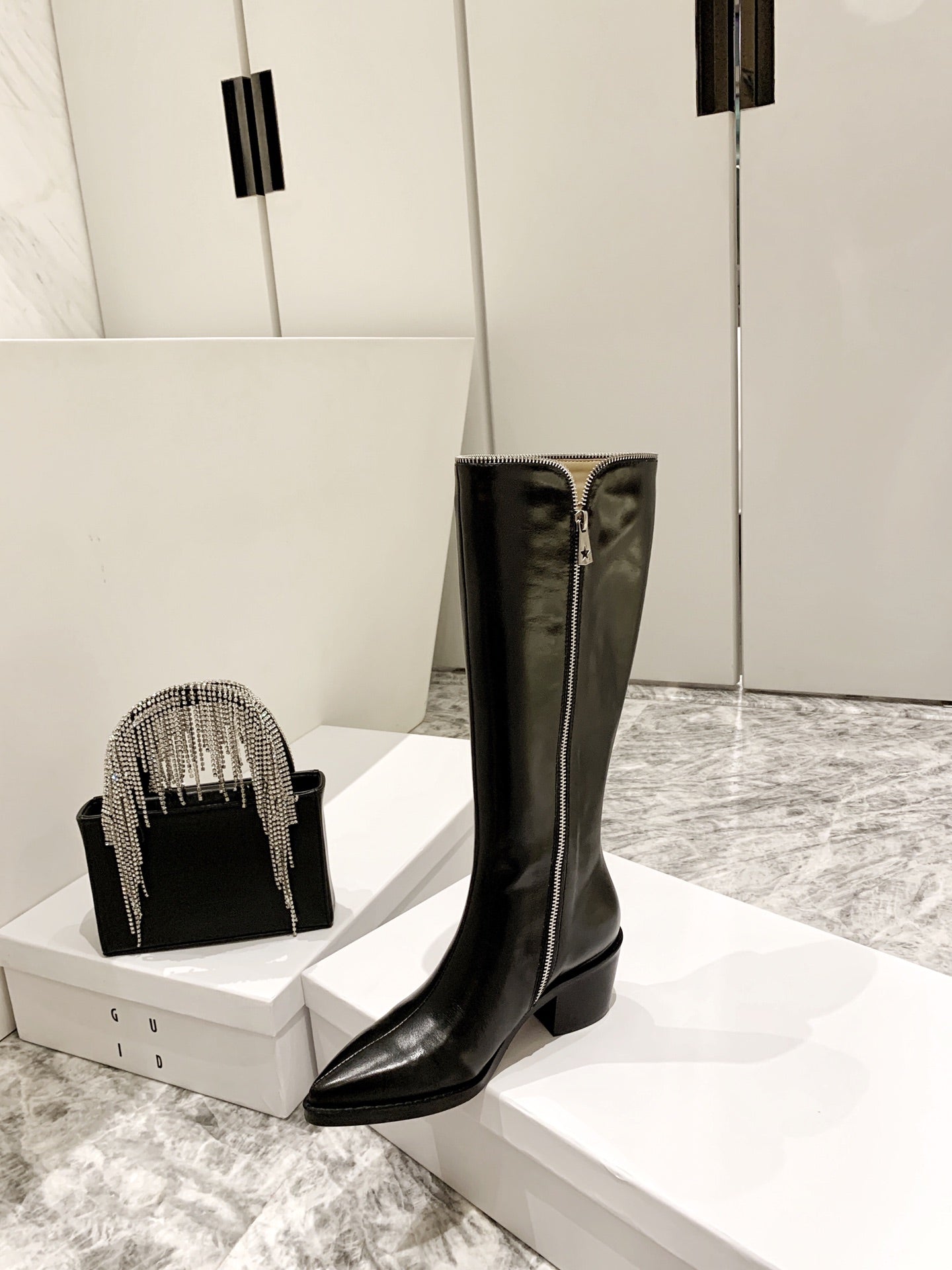 Jimmy Cho* new  1: 1 VIPfashionable autumn and winter zipper pocket boots