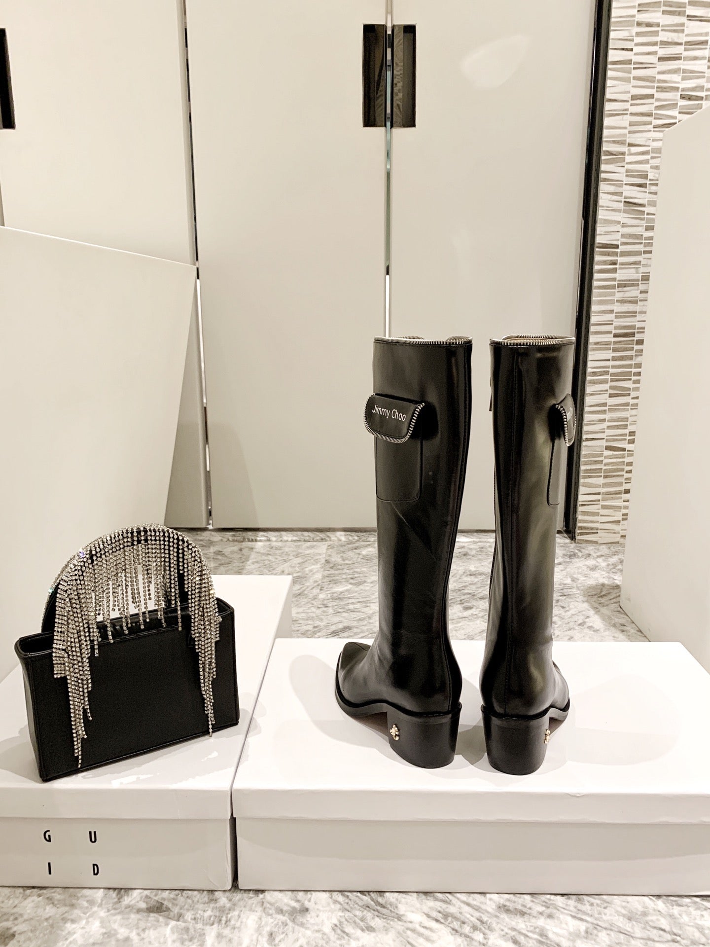 Jimmy Cho* new  1: 1 VIPfashionable autumn and winter zipper pocket boots