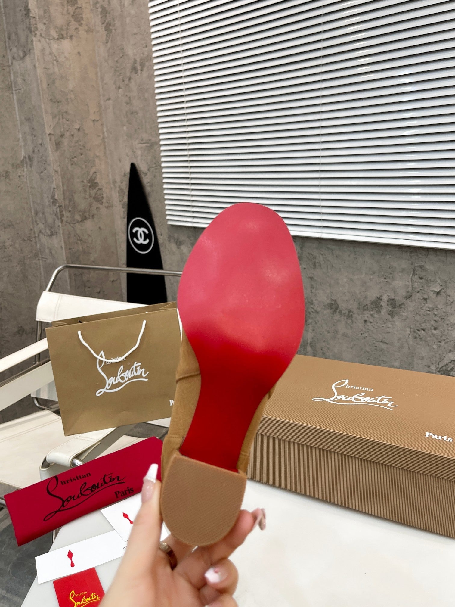 Christi** Loubout** new leather thick-heeled thick-soled boots VIP1:1