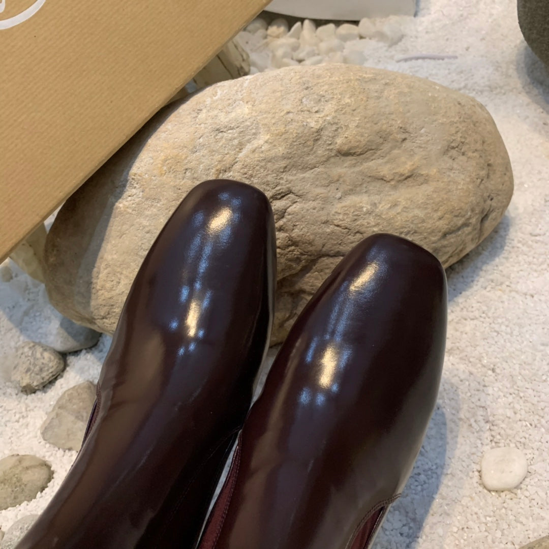 Christi** Loubout** New Square Heel Rivet Chelsea Ankle Boots VIP1:1