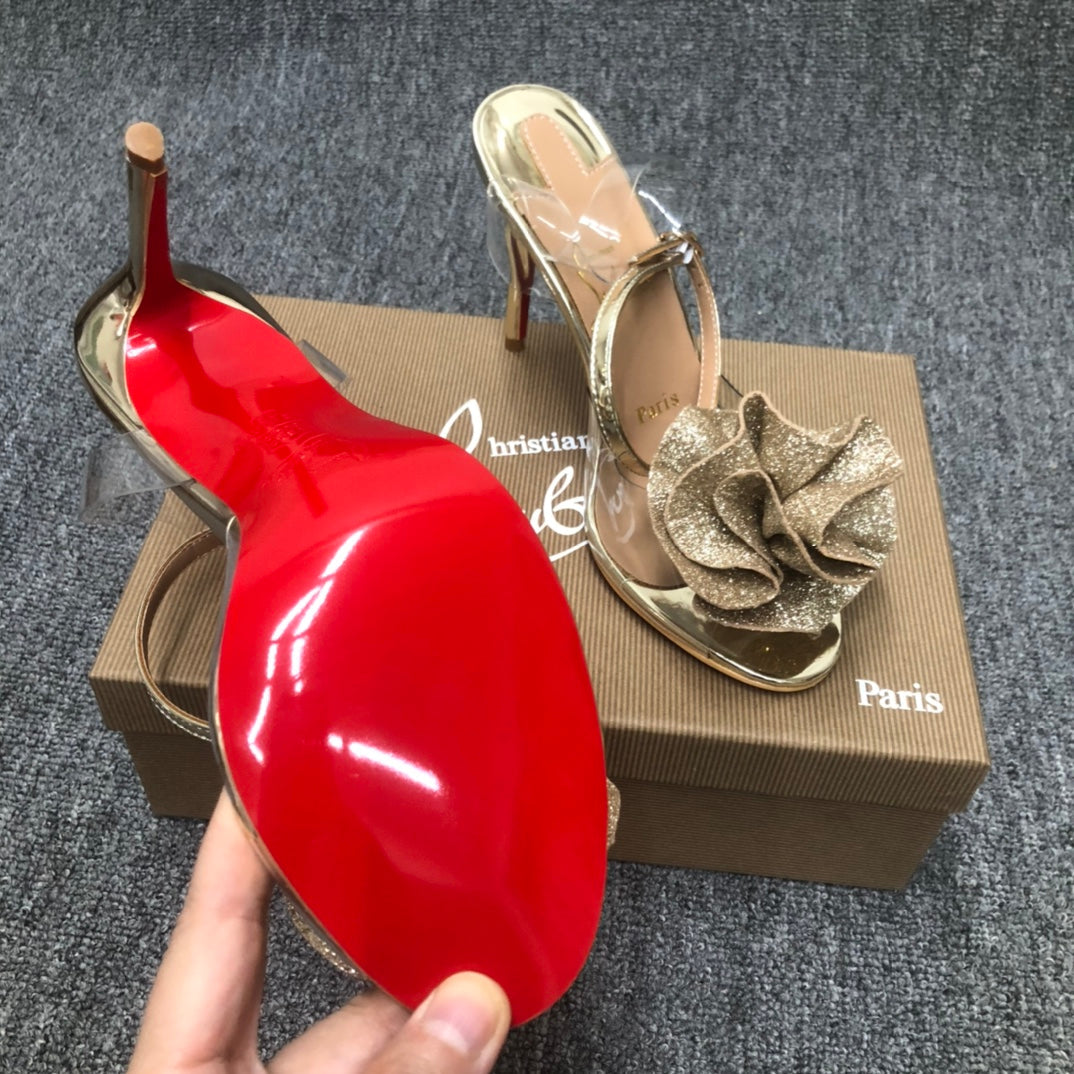 Christia** Loubout** flower high heels