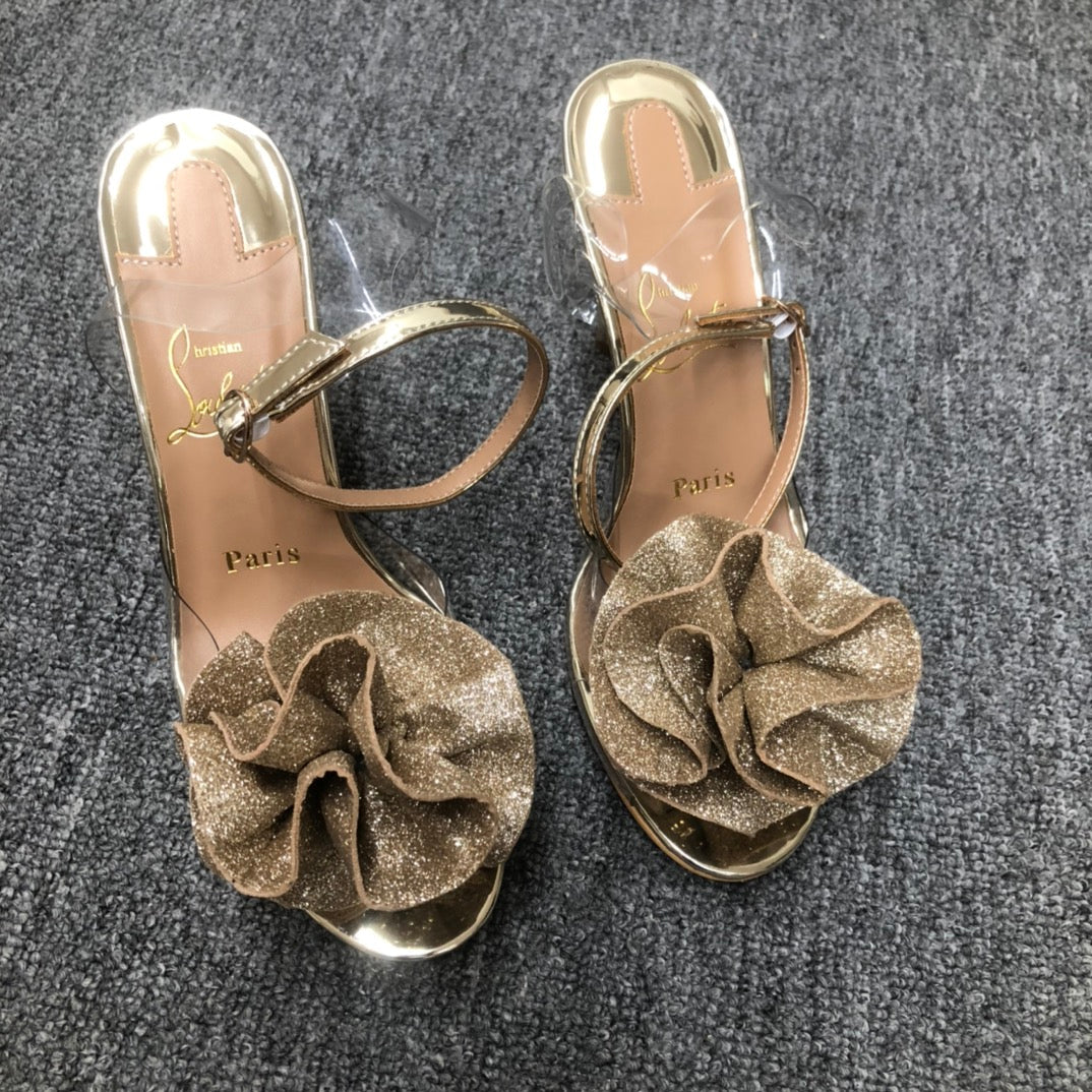 Christia** Loubout** flower high heels