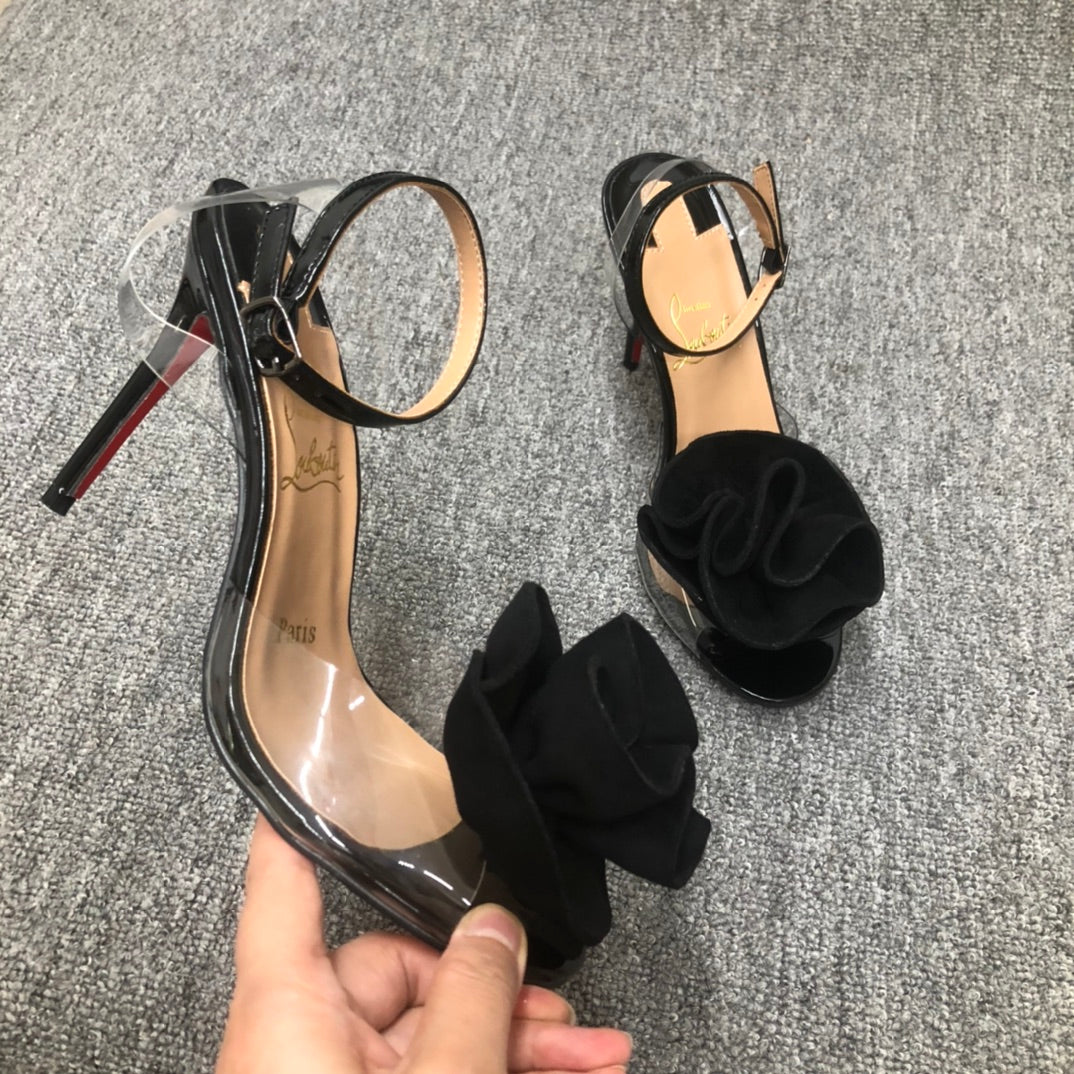 Christia** Loubout** flower high heels