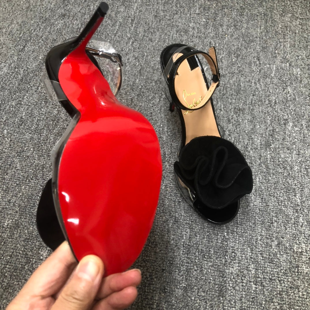 Christia** Loubout** flower high heels