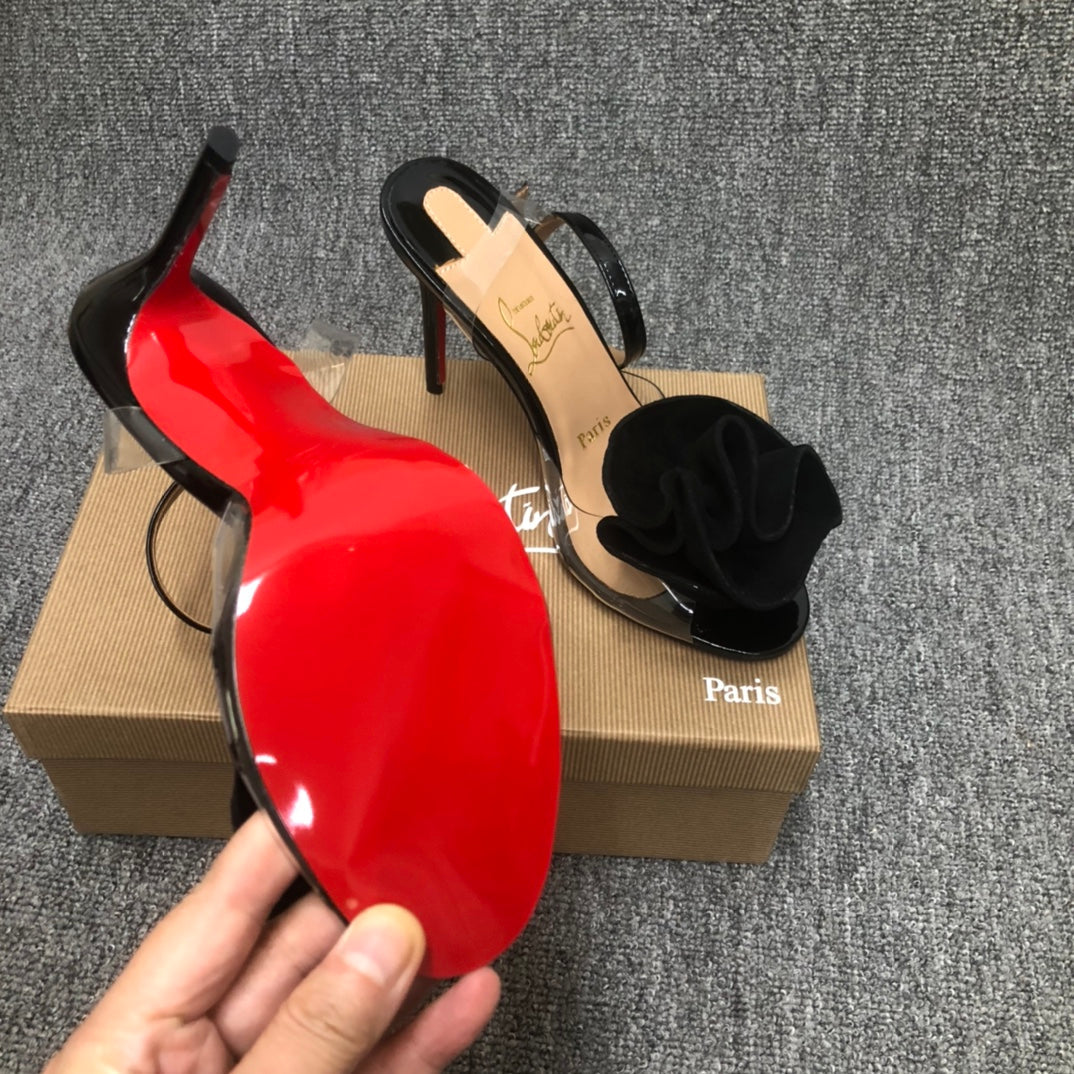 Christia** Loubout** flower high heels