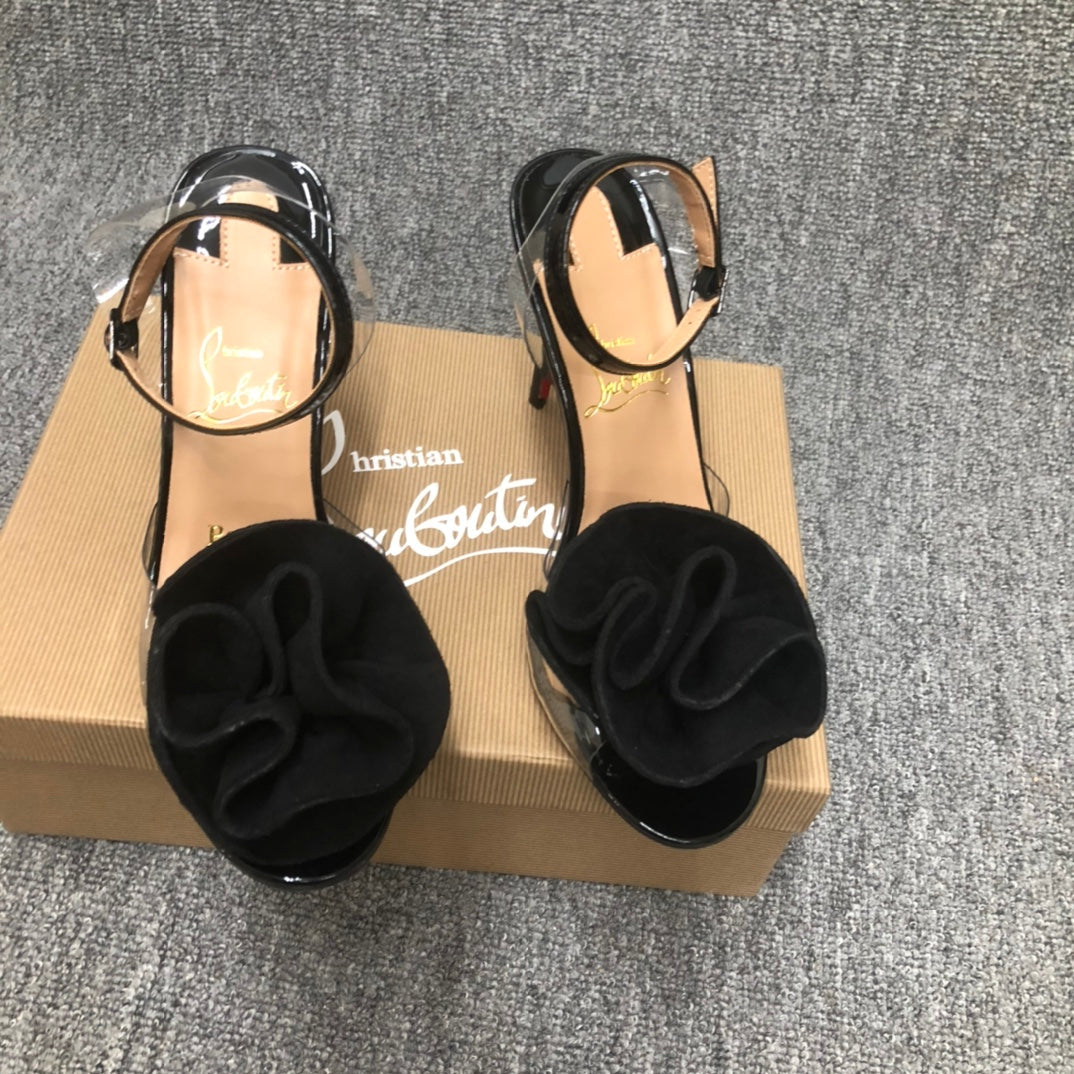 Christia** Loubout** flower high heels