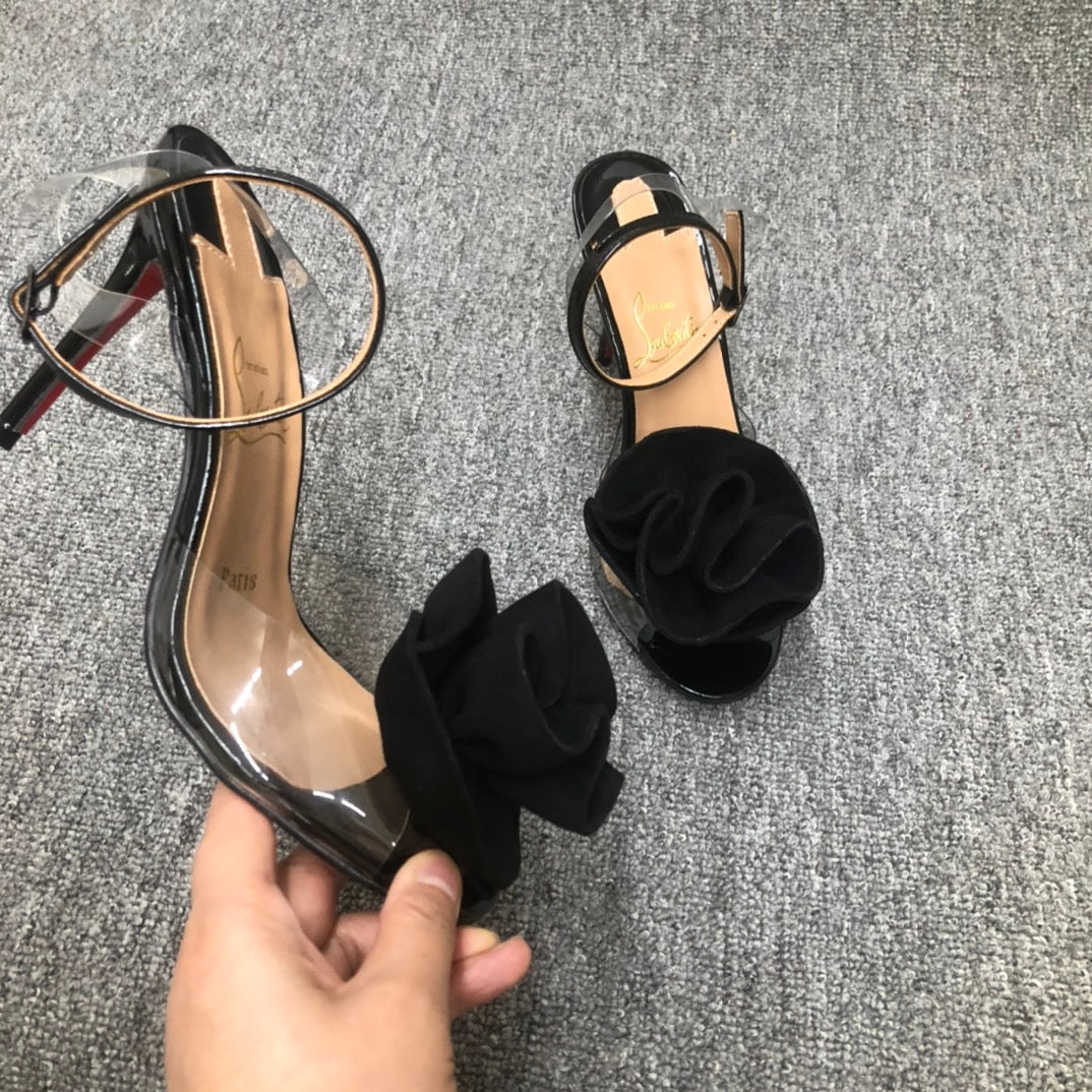 Christia** Loubout** flower high heels