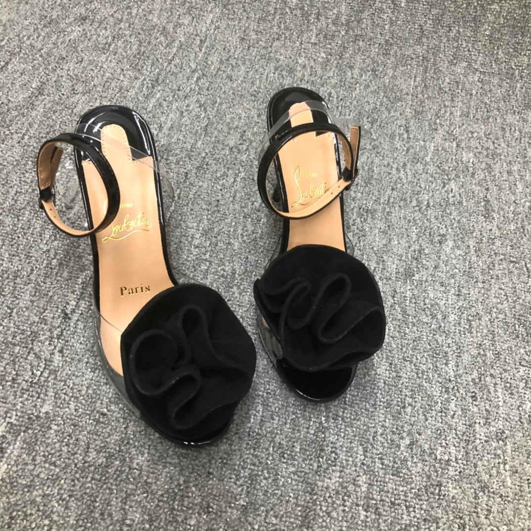 Christia** Loubout** flower high heels