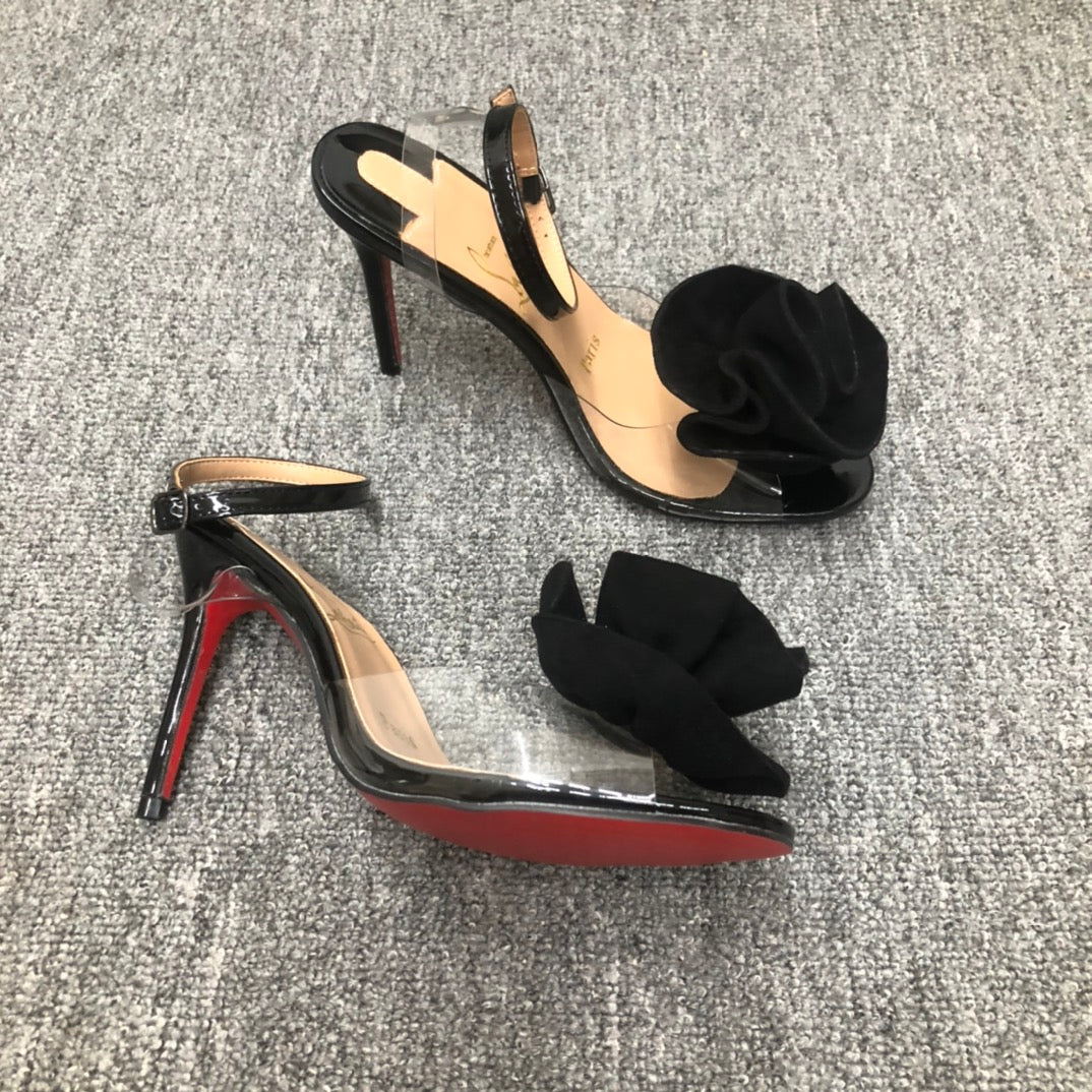 Christia** Loubout** flower high heels