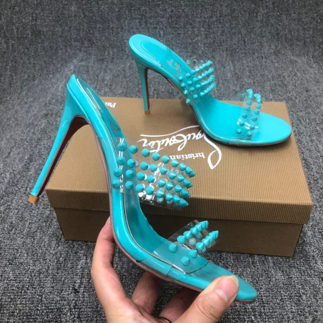 Christia** Loubout** new high-heeled sandals with rivets