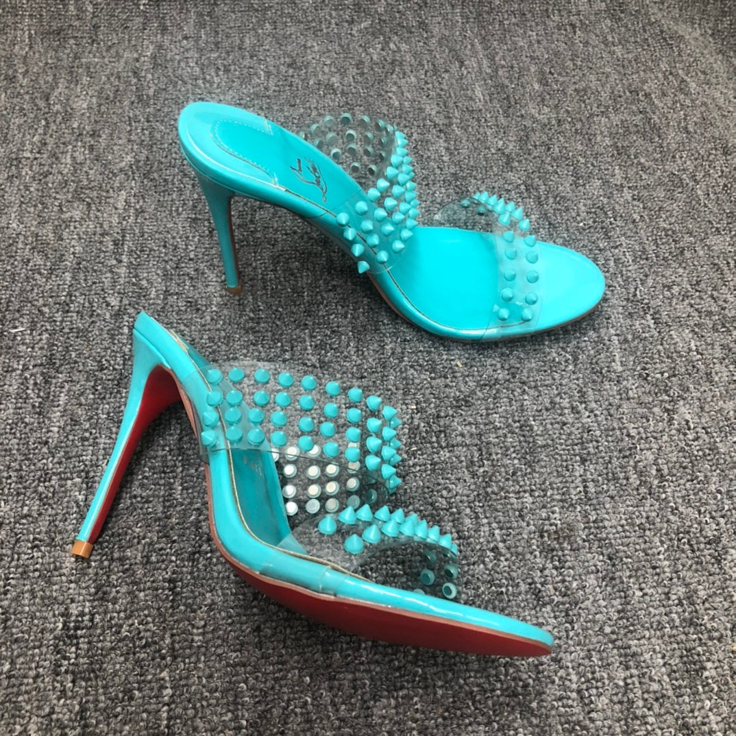 Christia** Loubout** new high-heeled sandals with rivets